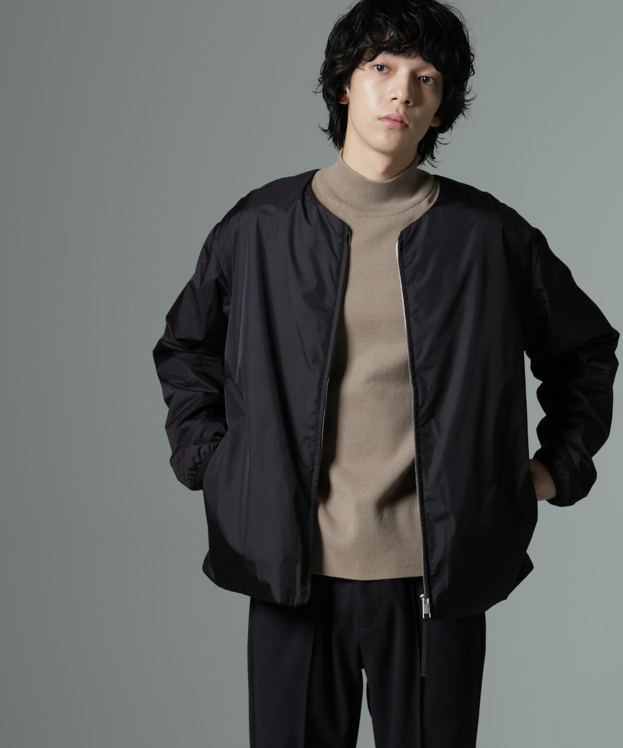 MC」coveross(R)TECH WARM 裏フリース ノーカラーブルゾン | NANO