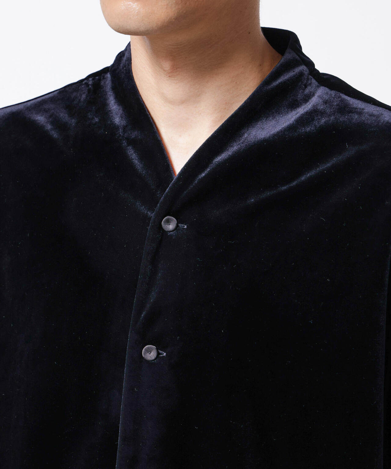 「ASSEMBLANC」トリアセテートベルベットシャツブルゾン