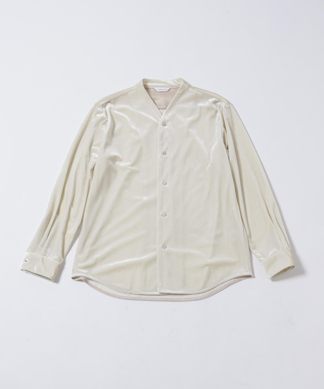 「ASSEMBLANC」トリアセテートベルベットシャツブルゾン