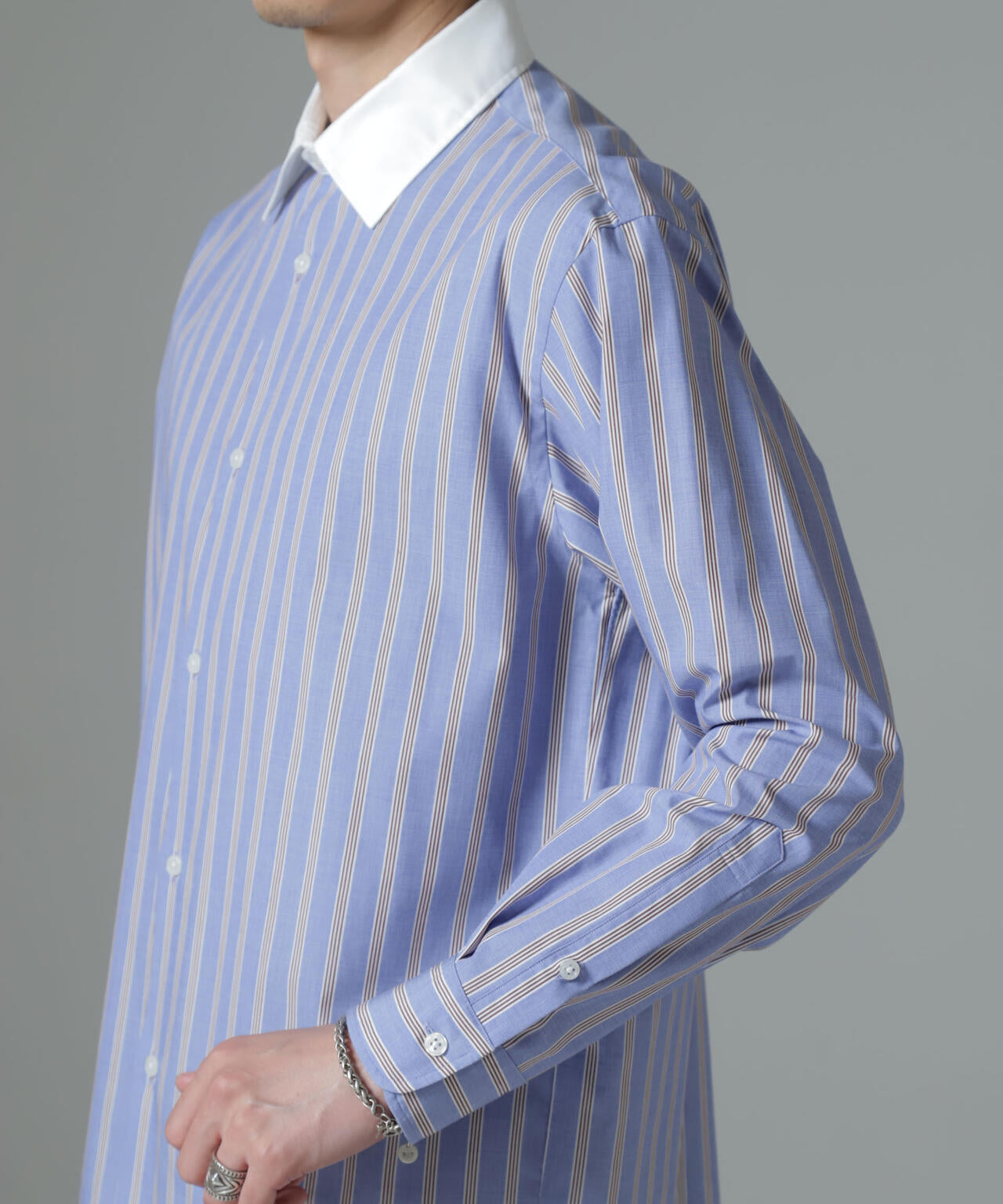 セミワイドストライプクレリックシャツ | NANO universe（ナノ