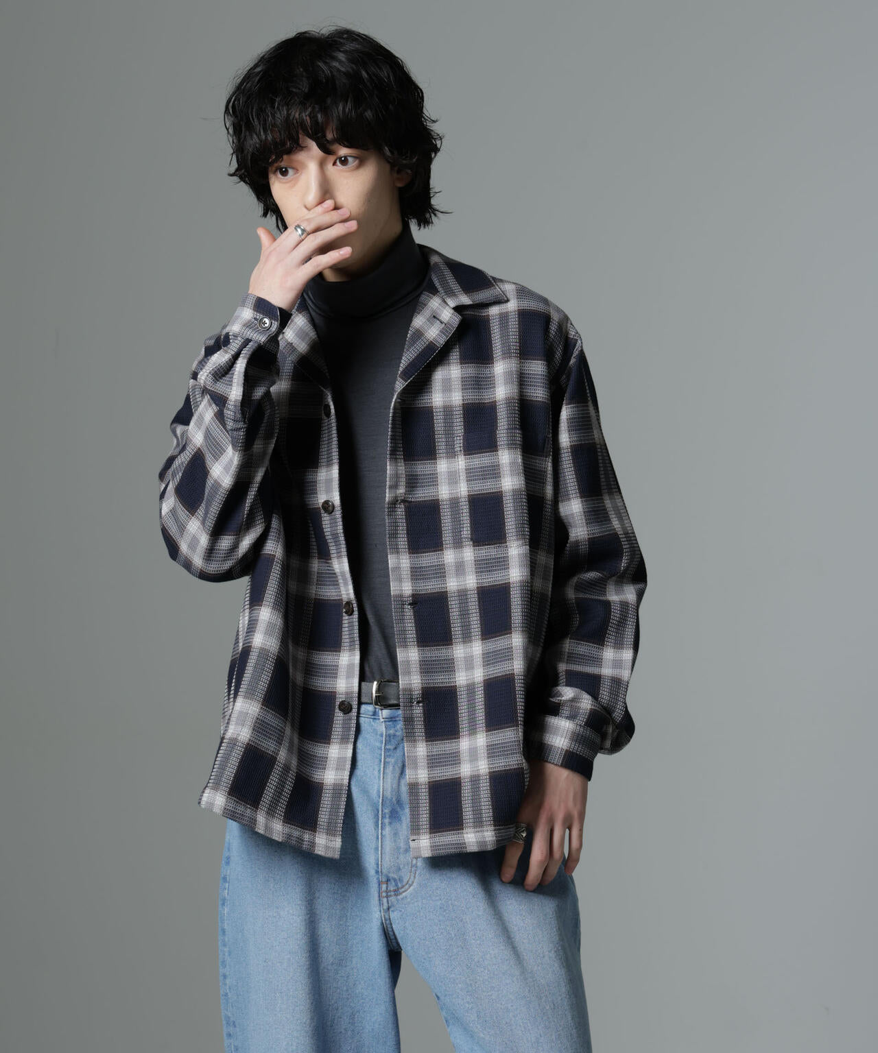 チェックワッフルシャツ