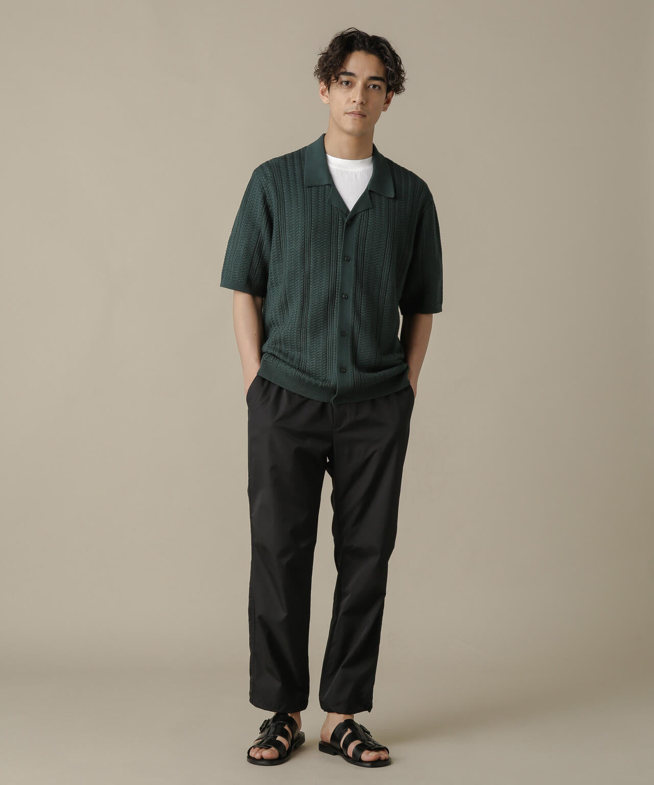 NJ/CLUB」HOMESTOCKケーブルニットシャツ | NANO universe（ナノ