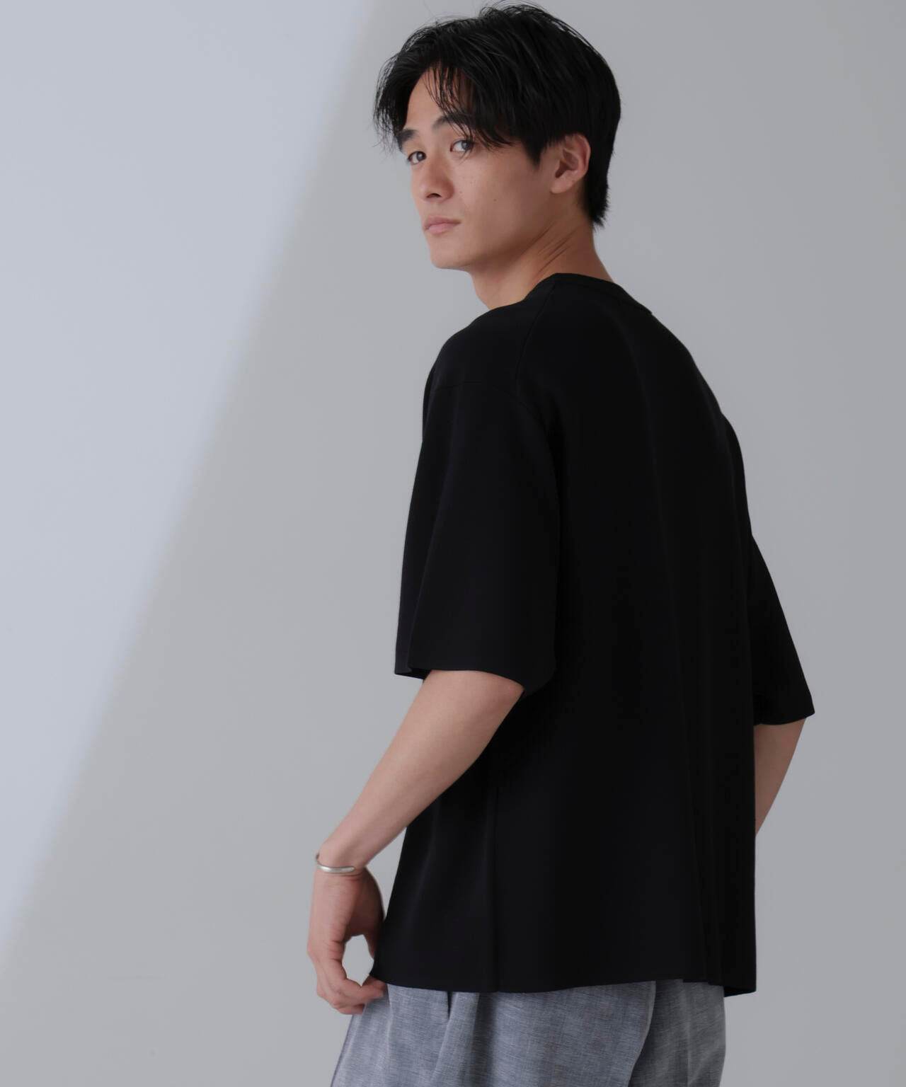 14ゲージミラノリブニット クルーネック 半袖(手洗い可能)