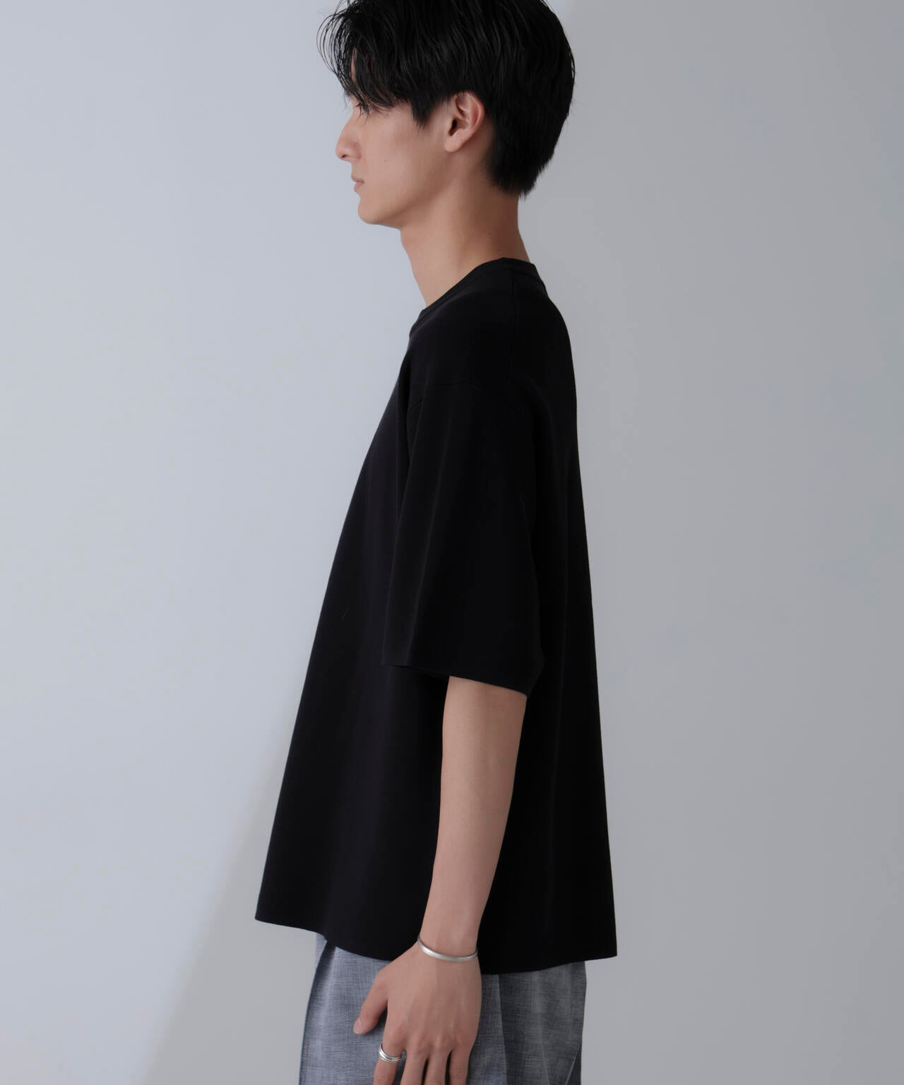 14ゲージミラノリブニット クルーネック 半袖(手洗い可能)