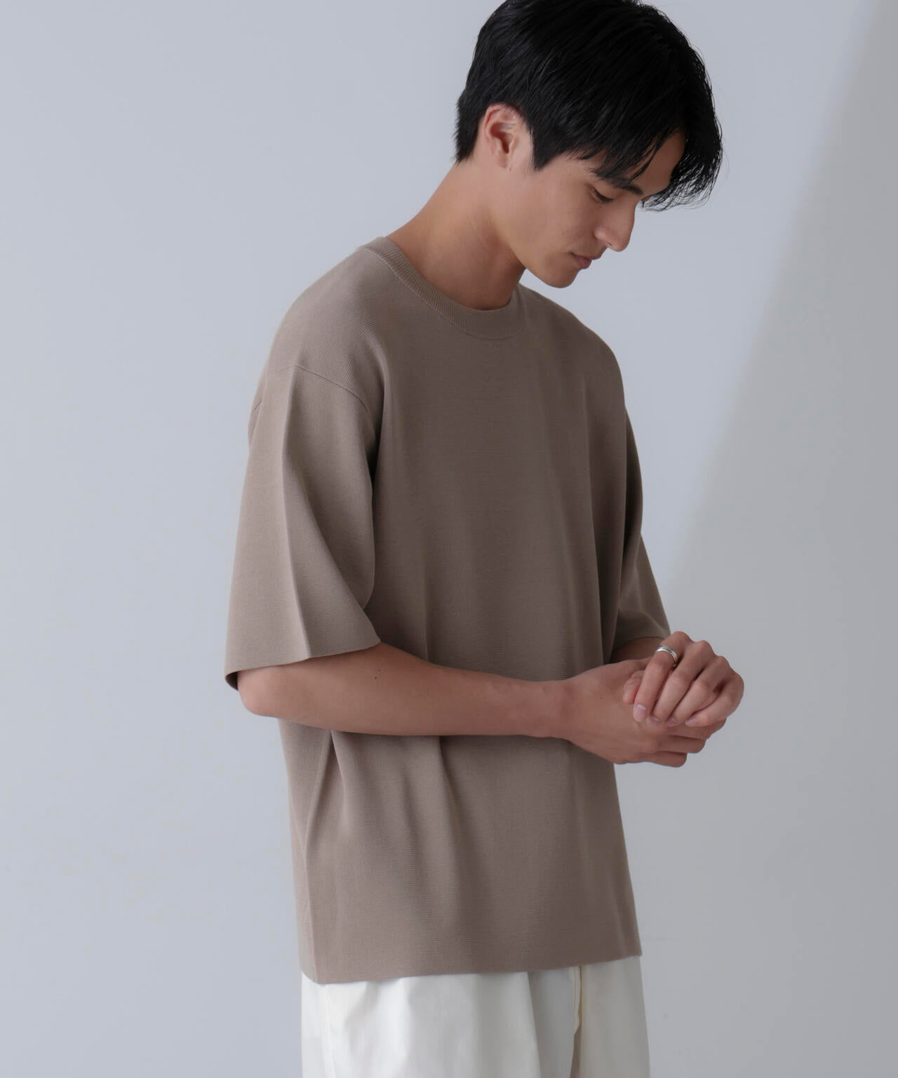 14ゲージミラノリブニット クルーネック 半袖(手洗い可能)