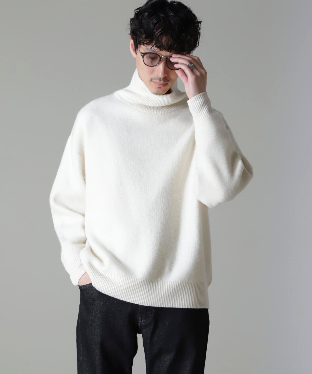 AQUA ウールカシミヤモックネックプルオーバー
