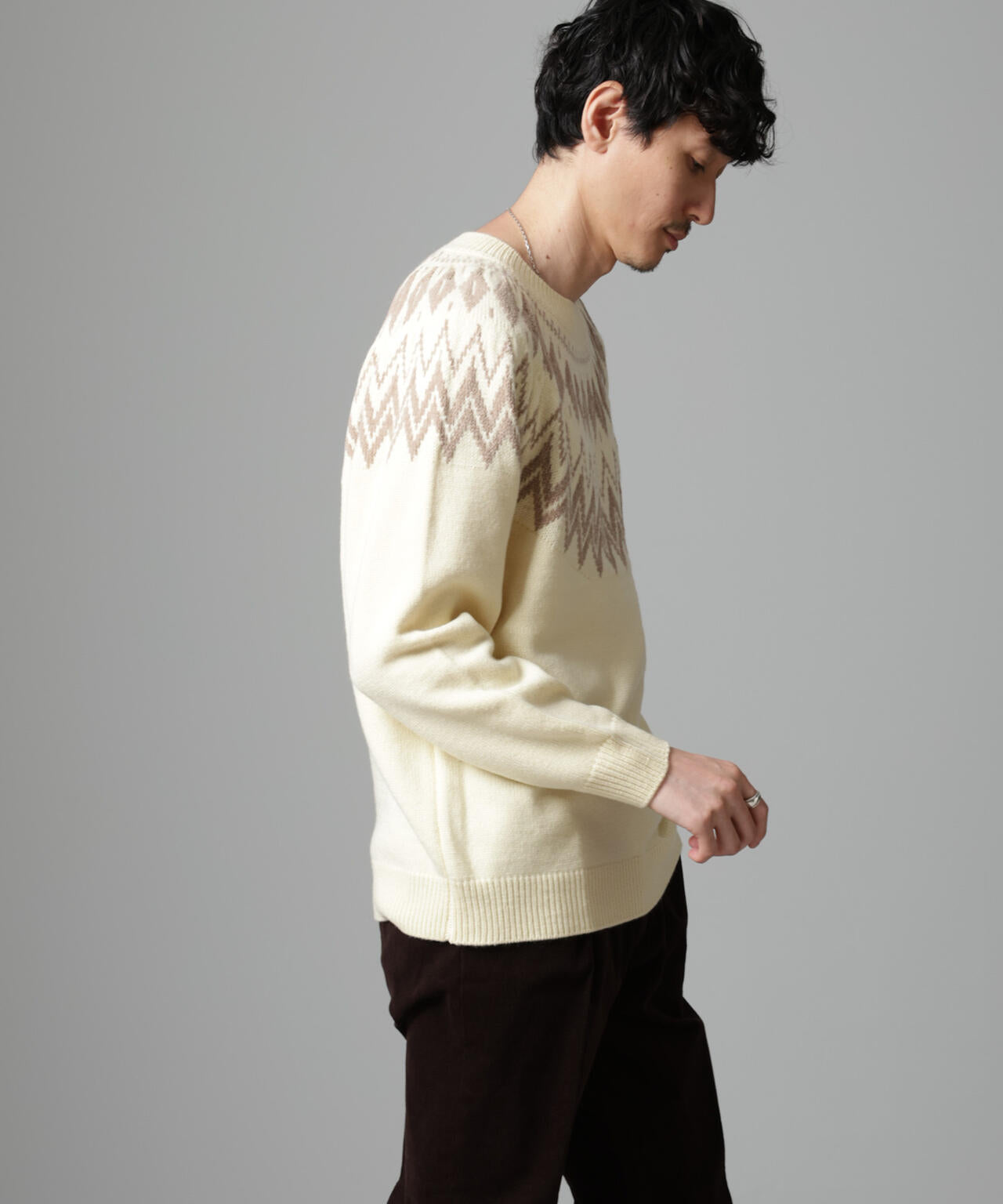 ノルディック柄クルーネックニット | NANO universe（ナノ・ユニバース