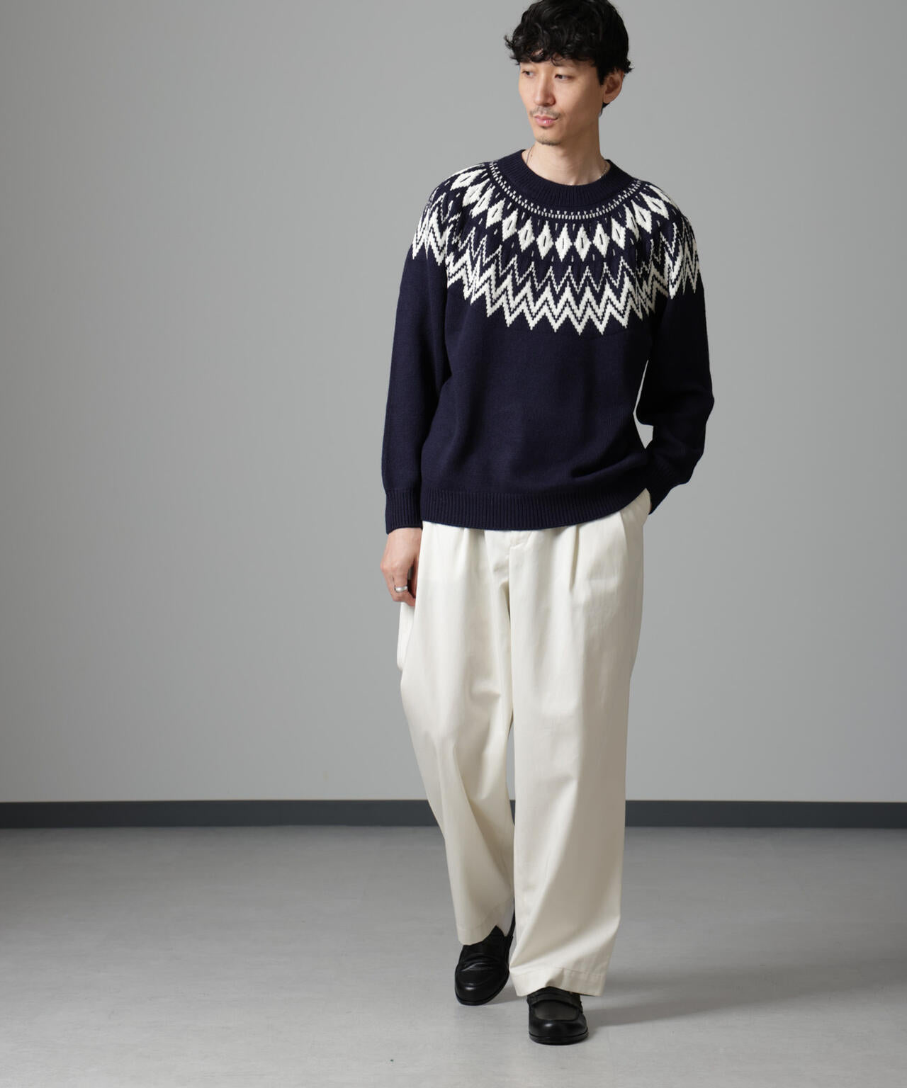 ノルディック柄クルーネックニット | NANO universe（ナノ・ユニバース