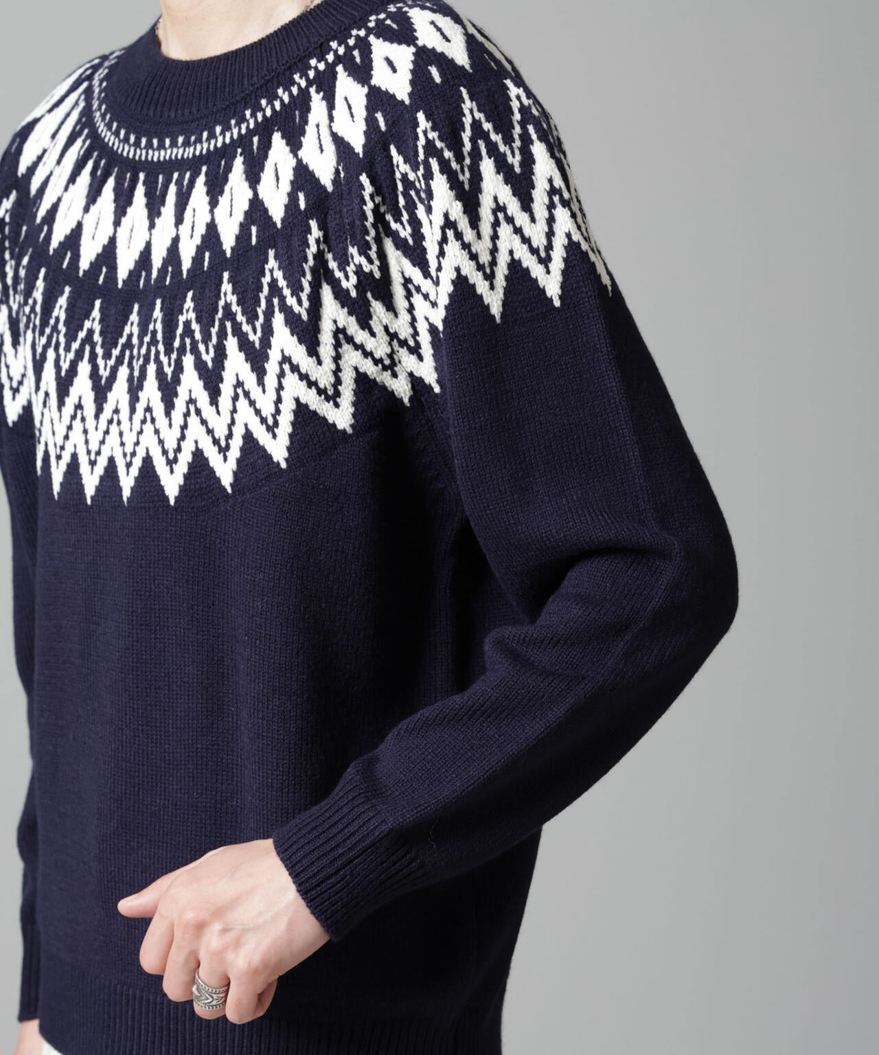 ノルディック柄クルーネックニット | NANO universe（ナノ・ユニバース