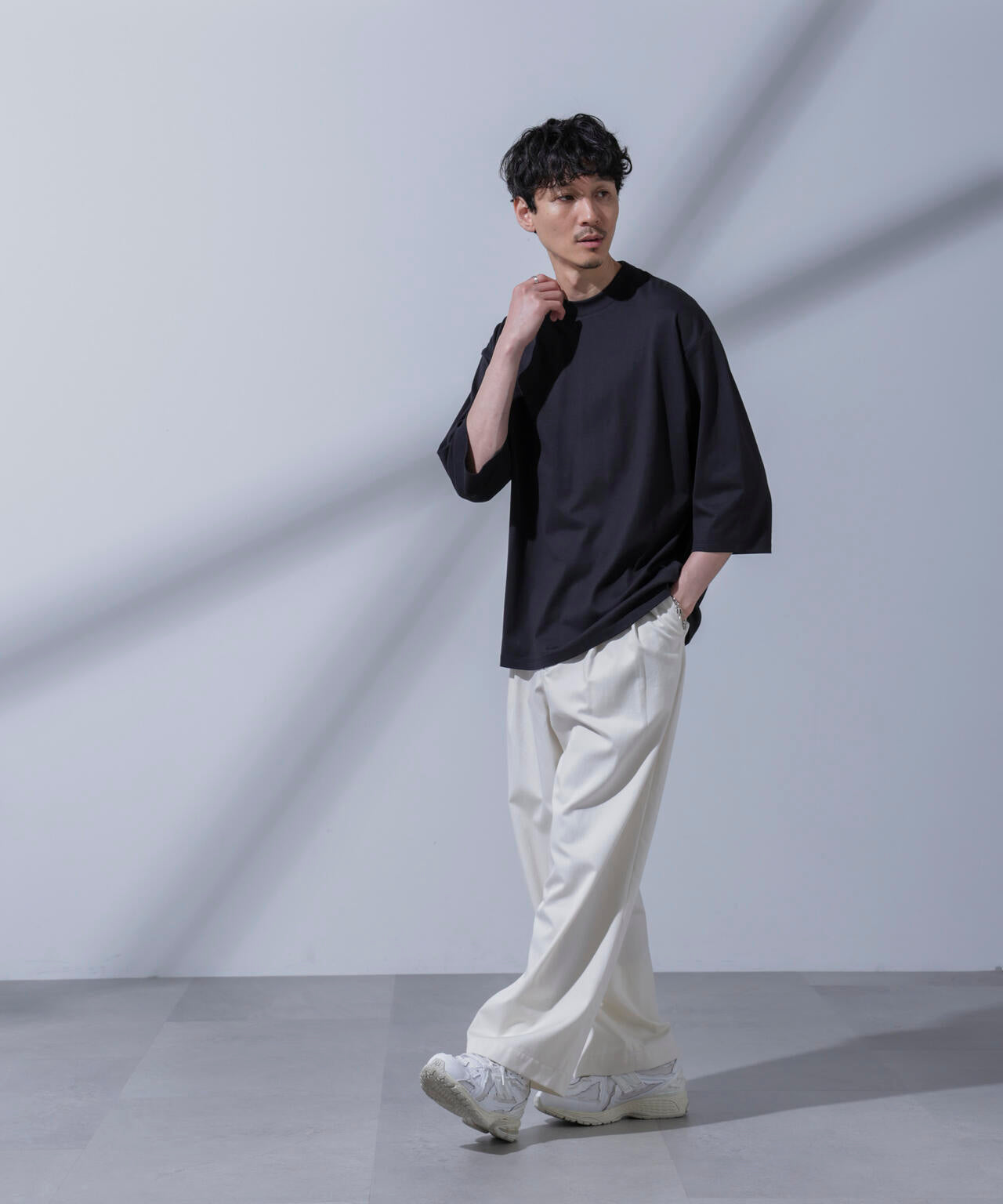 Anti Soaked(R) 汗染み防止 クルーネックワイドTシャツ七分袖