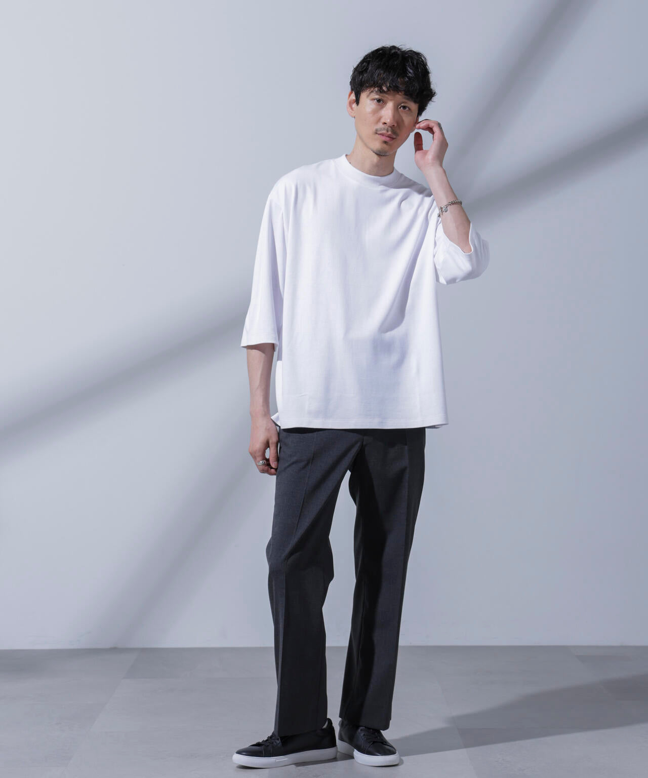 Anti Soaked(R) 汗染み防止 クルーネックワイドTシャツ七分袖