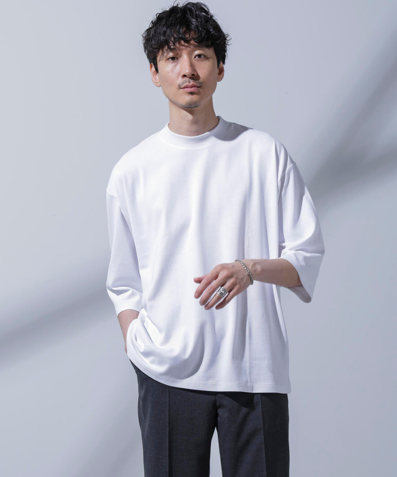 Anti Soaked(R) 汗染み防止 クルーネックワイドTシャツ七分袖