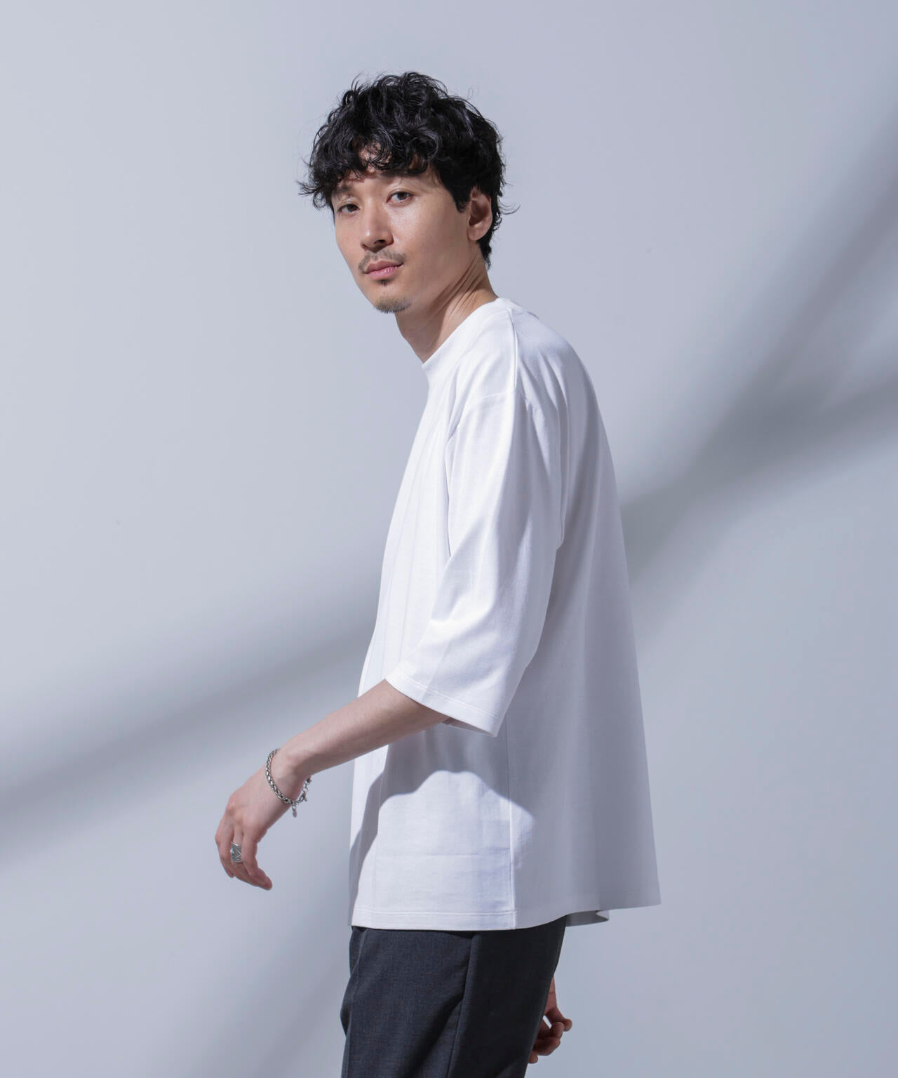 Anti Soaked(R) 汗染み防止 クルーネックワイドTシャツ七分袖