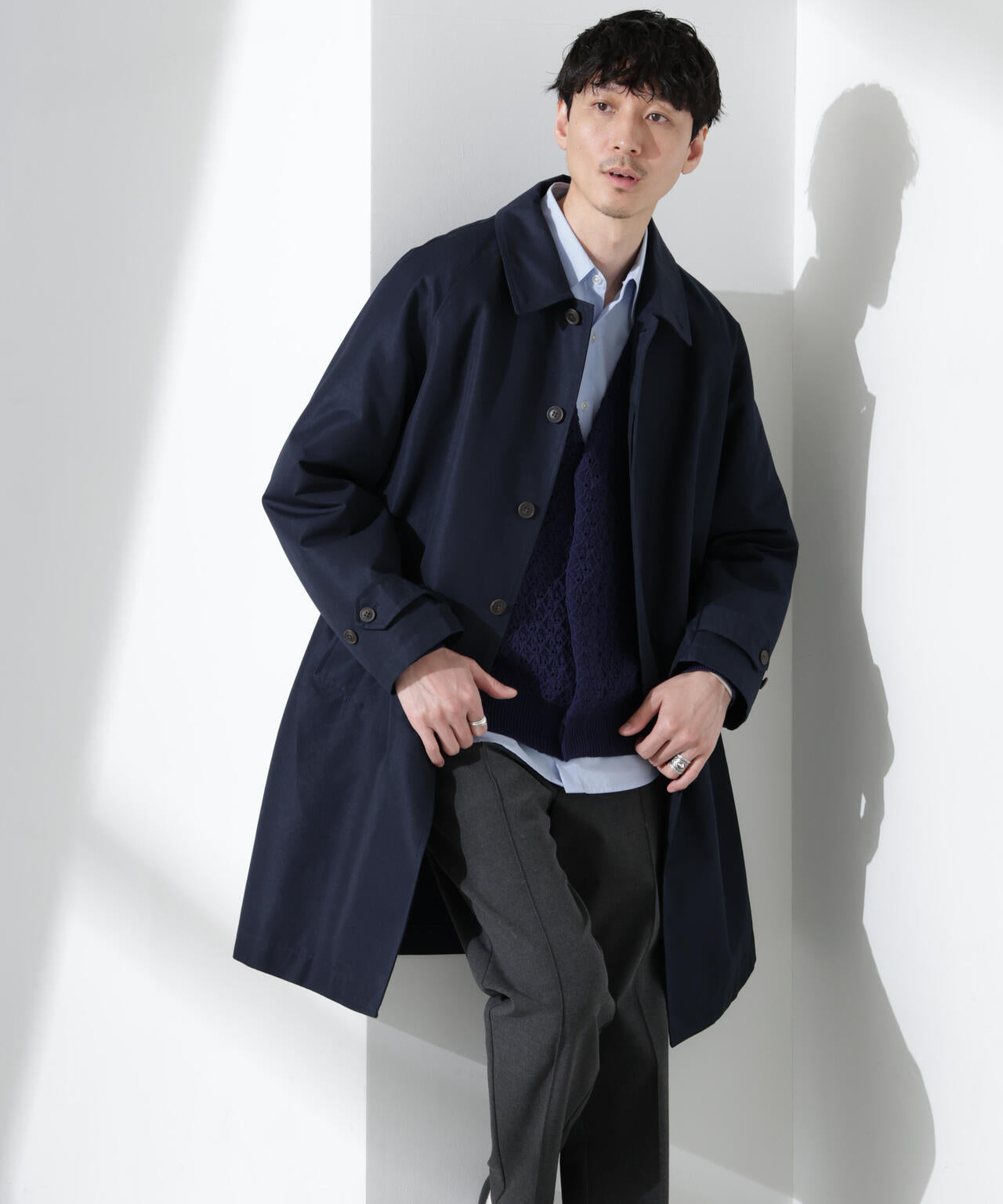 【タグ付き未使用】ナノユニバース ステンカラーコート Super100'S M タグ付き未使用】ナノユニバース ステンカラーコート Super100'S M