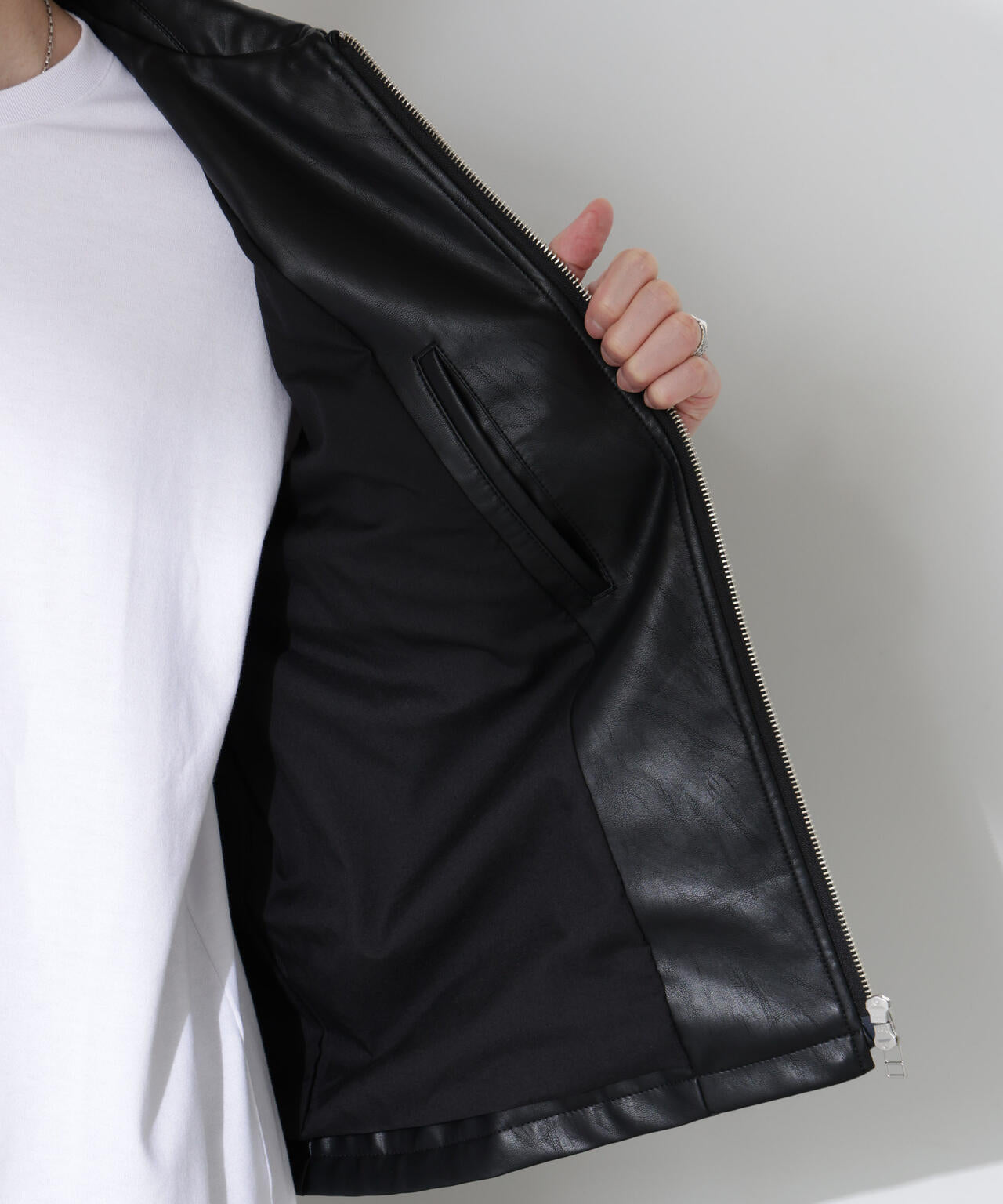 ナノユニバース ヴィンテージライクブルゾン M ヴィンテージライクフェイクレザーブルゾン