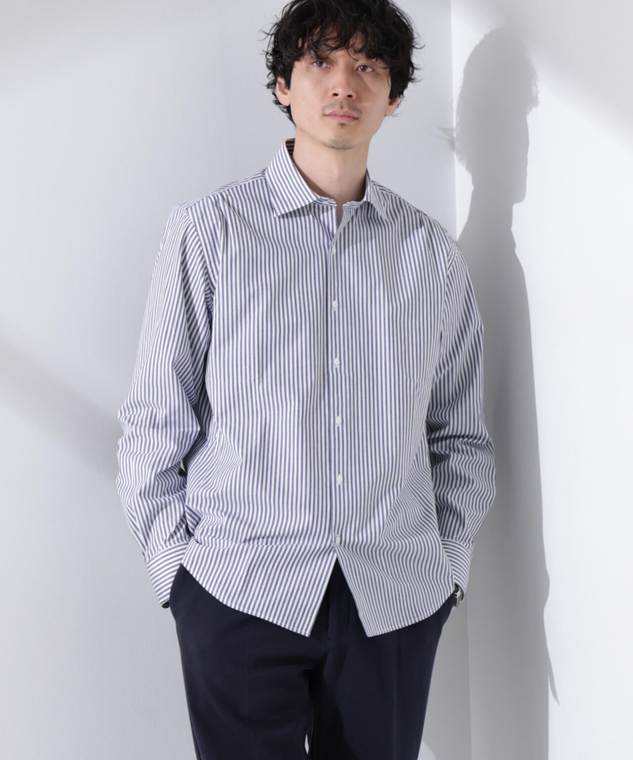 ｢N shirt｣Anti Soaked(R) 汗染み防止セミワイドカラーシャツ長袖