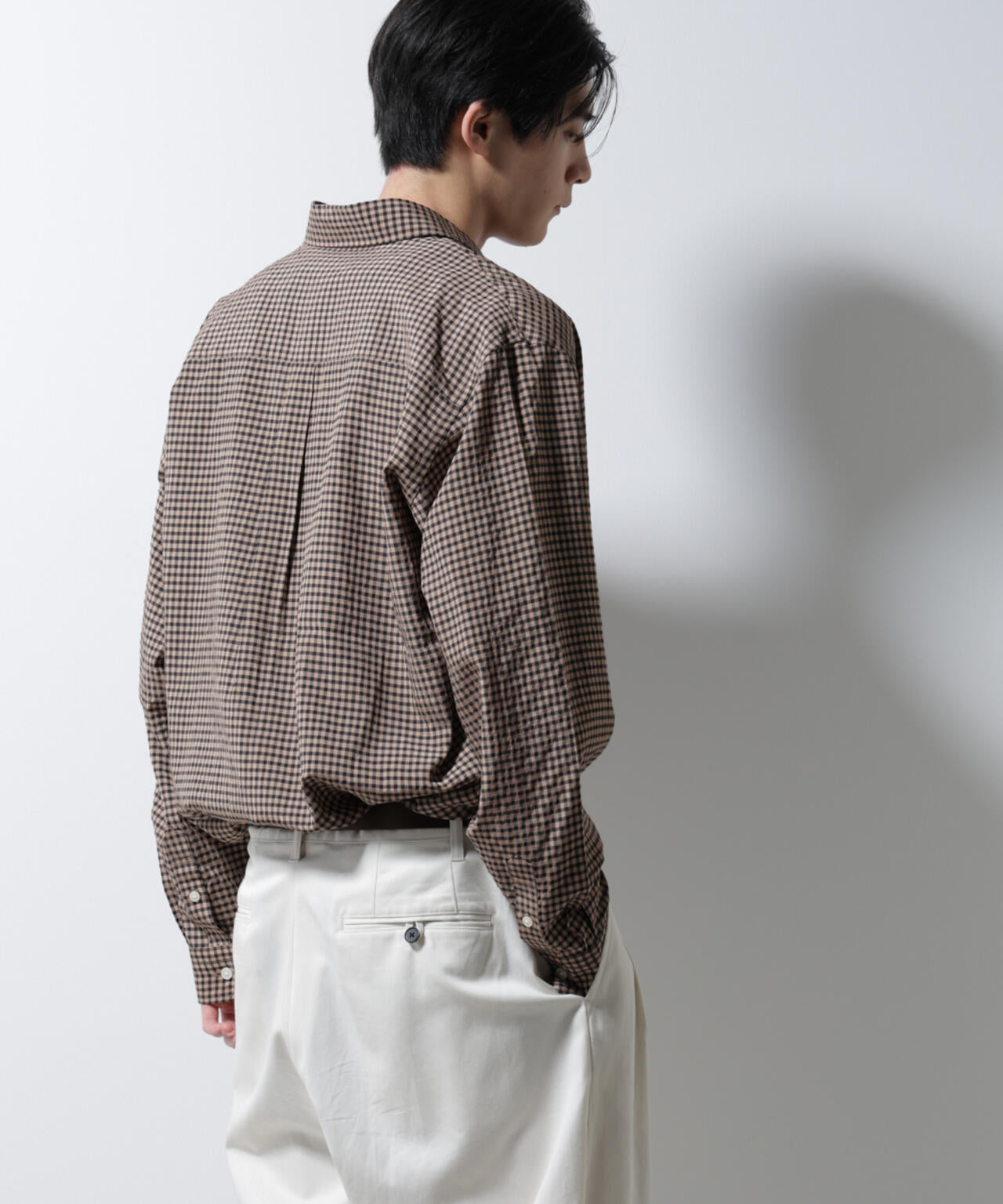 アセテートシアーギンガムチェックレギュラーカラーシャツ 長袖 | NANO