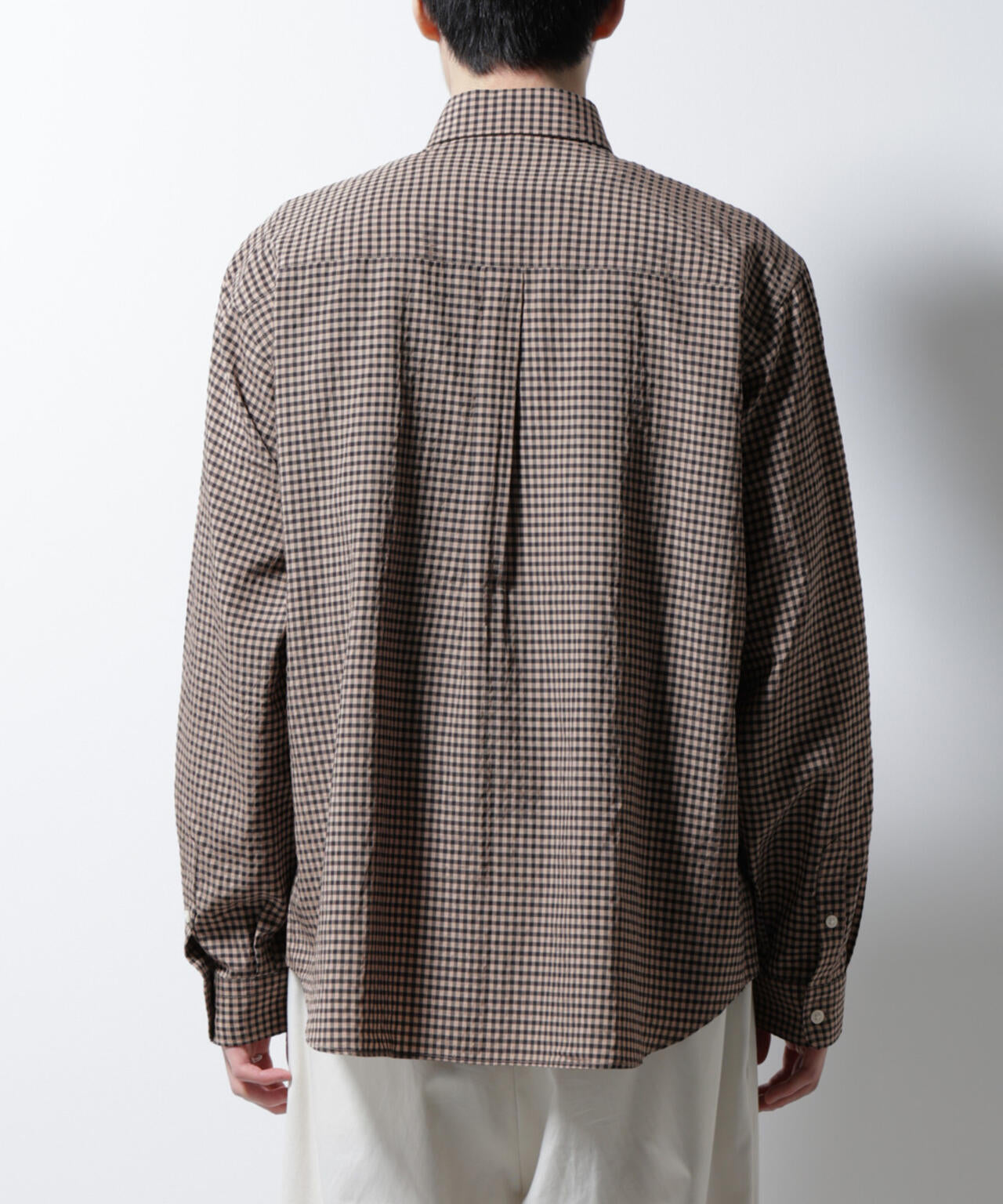 アセテートシアーギンガムチェックレギュラーカラーシャツ 長袖 | NANO
