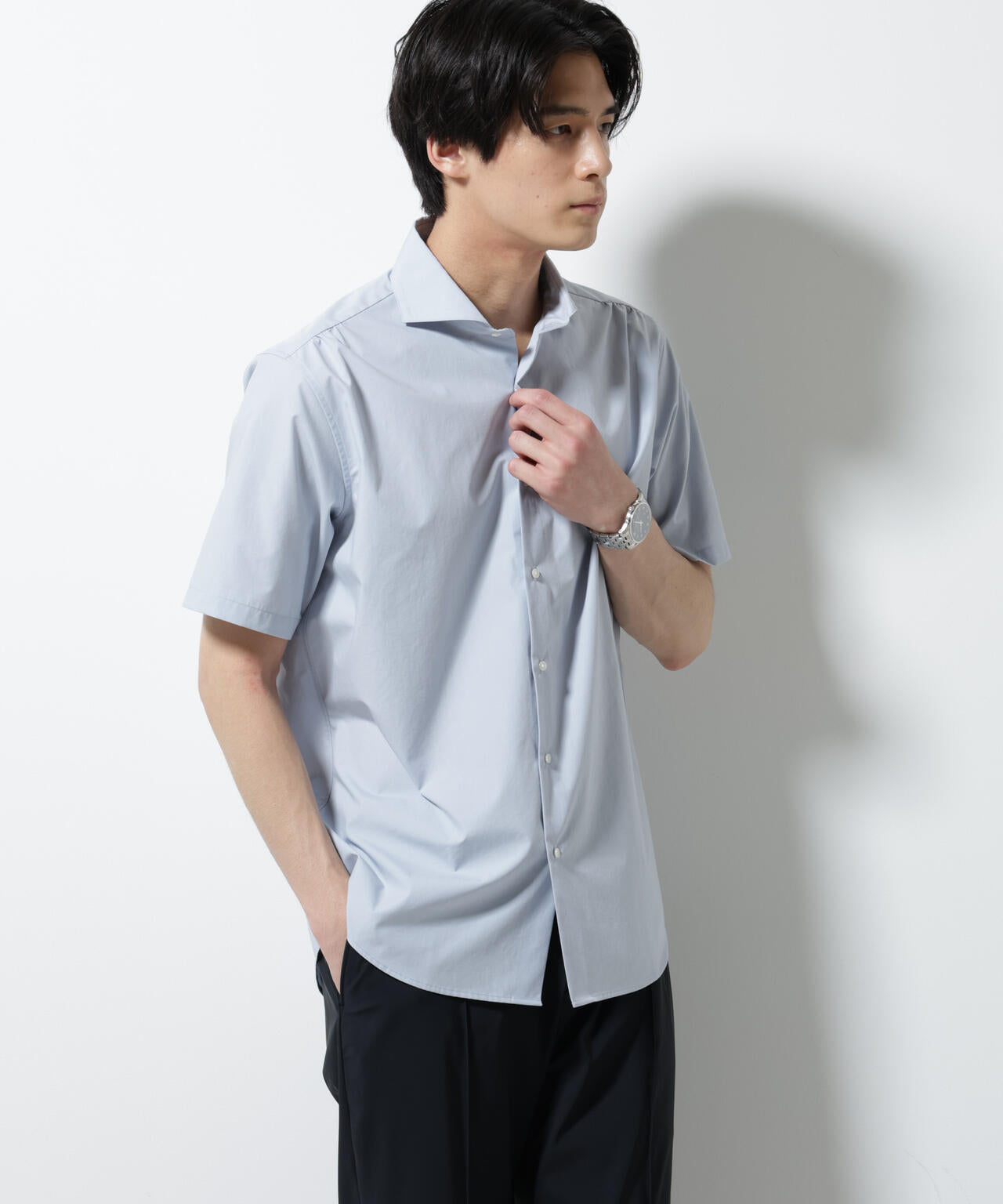 N shirt」 速乾 ホリゾンタルカラーシャツ半袖 | NANO universe（ナノ