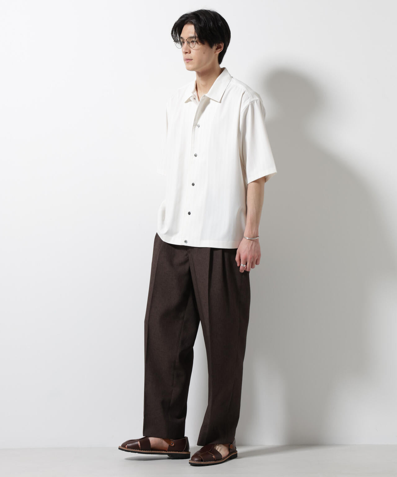 シャドーストライプハーフスリーブシャツ