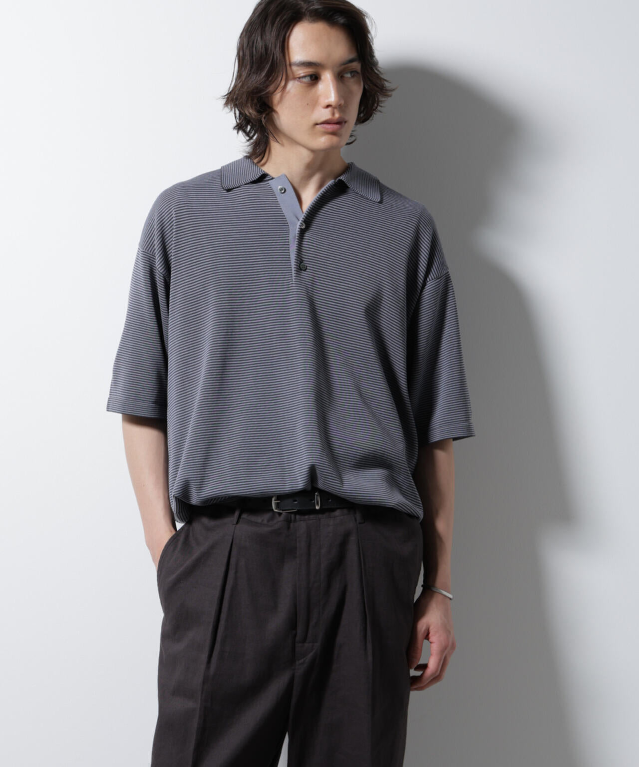 ハイゲージマイクロボーダーニットポロ | NANO universe（ナノ