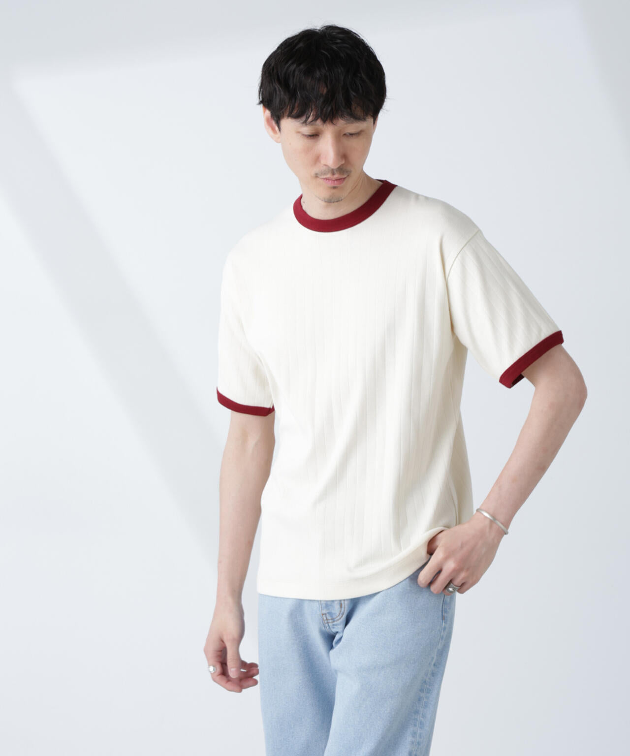 NJ/CLUB」 針抜きリンガーTシャツ | NANO universe（ナノ・ユニバース