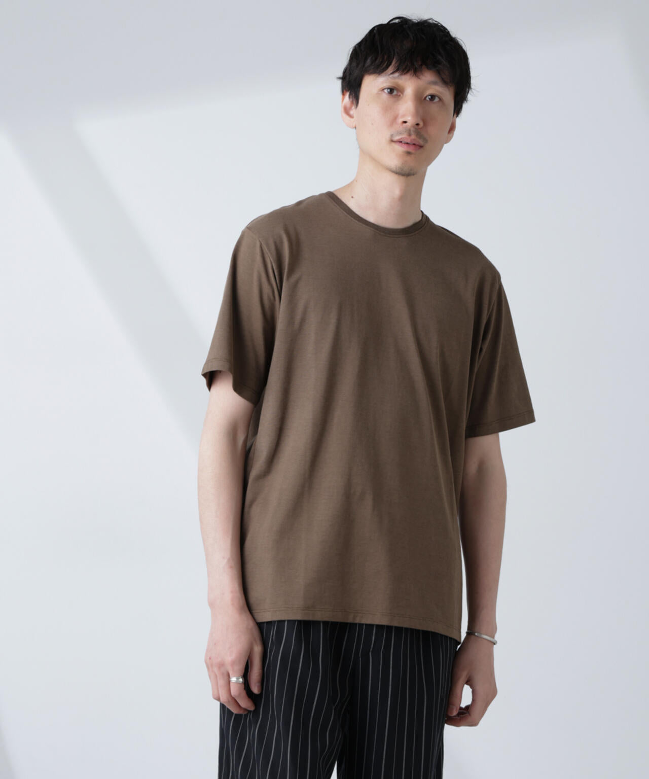 ナノユニバース ソラーロライトストレッチクルーネックTシャツ(セットアップ可