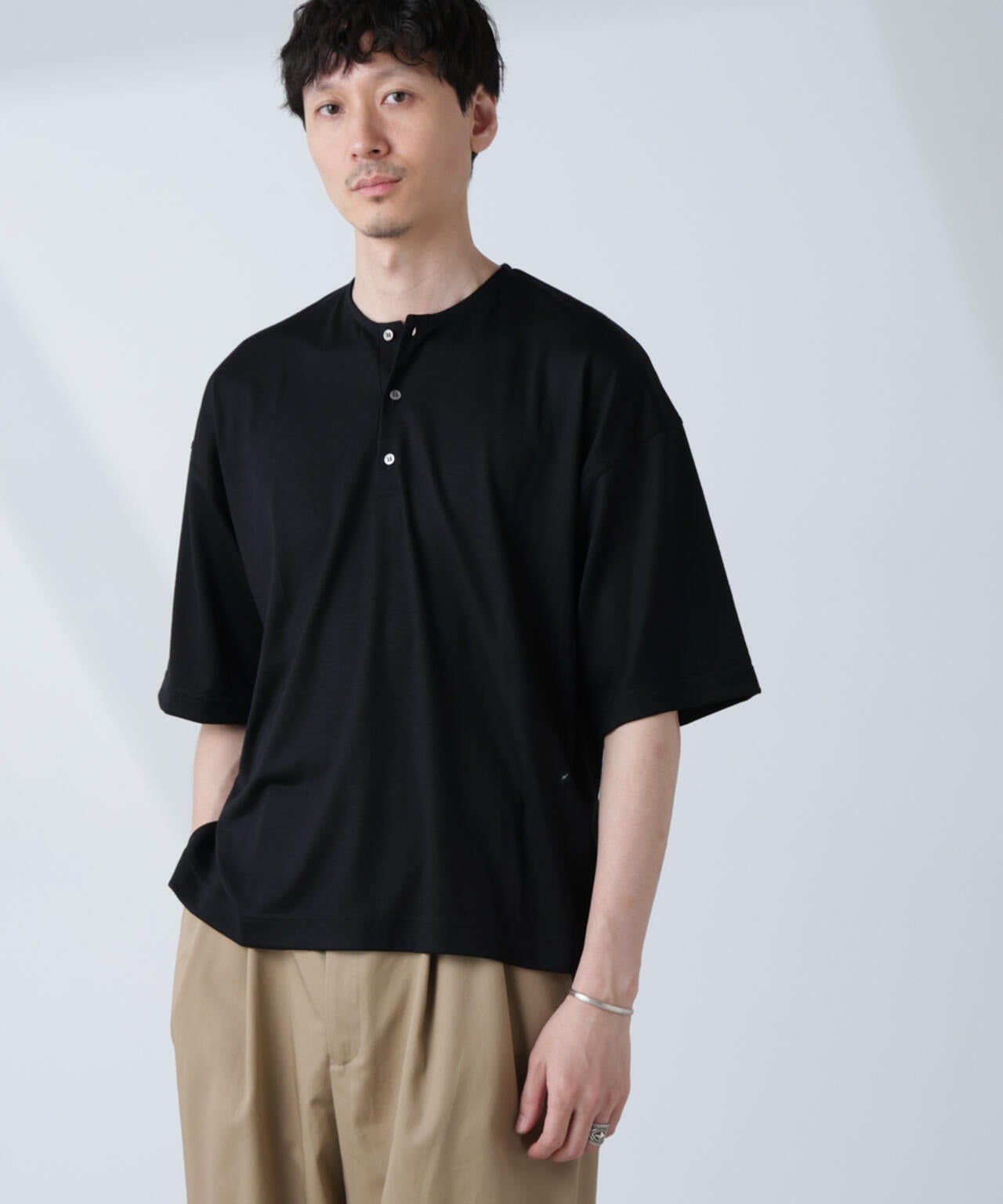 ALL-DAYS COMFORT 100% WOOL」 ヘンリーネックTEE | NANO universe