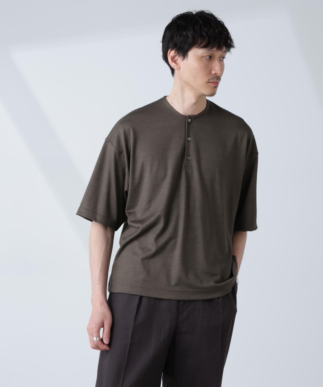 ALL-DAYS COMFORT 100% WOOL」 ヘンリーネックTEE | NANO universe