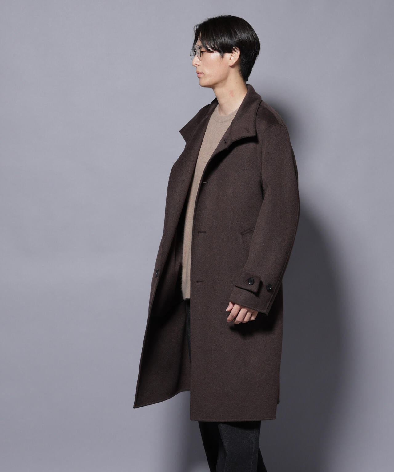 ウールリバースタンドベルテッドコート