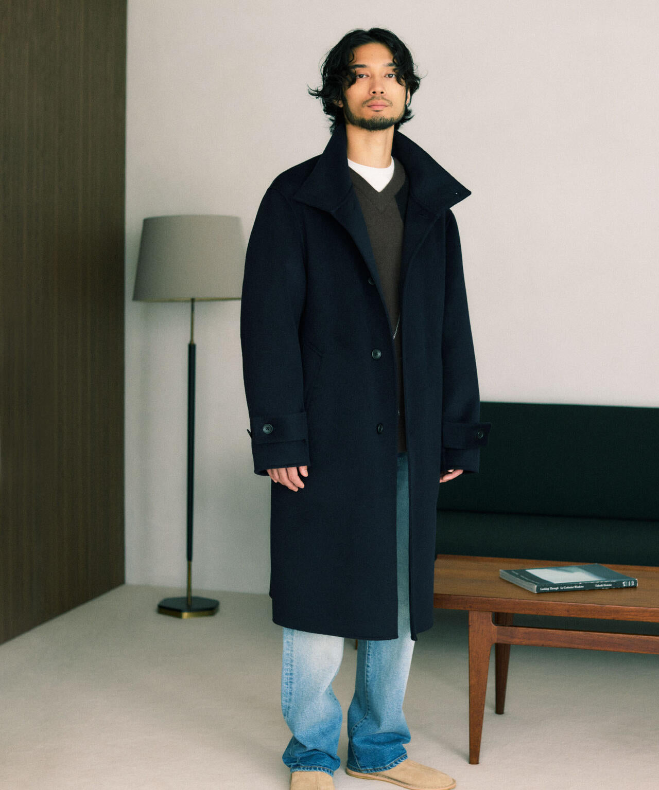 ウールリバースタンドベルテッドコート