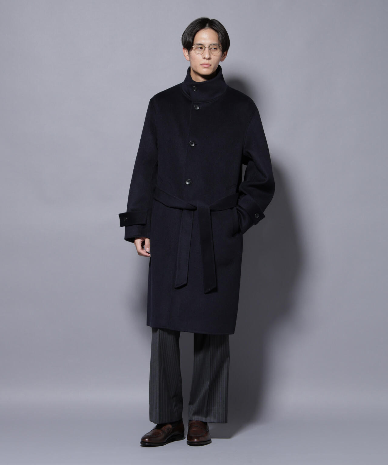 ウールリバースタンドベルテッドコート