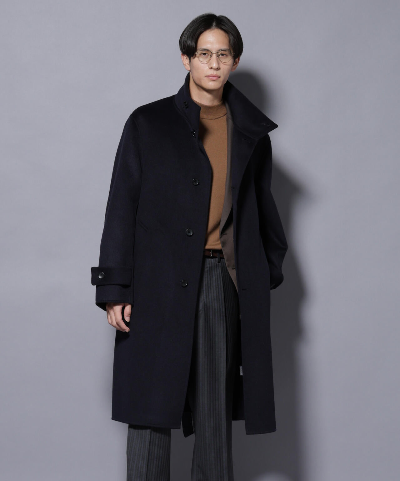 ウールリバースタンドベルテッドコート