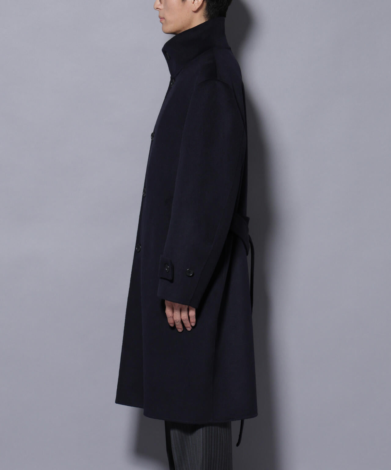 ウールリバースタンドベルテッドコート