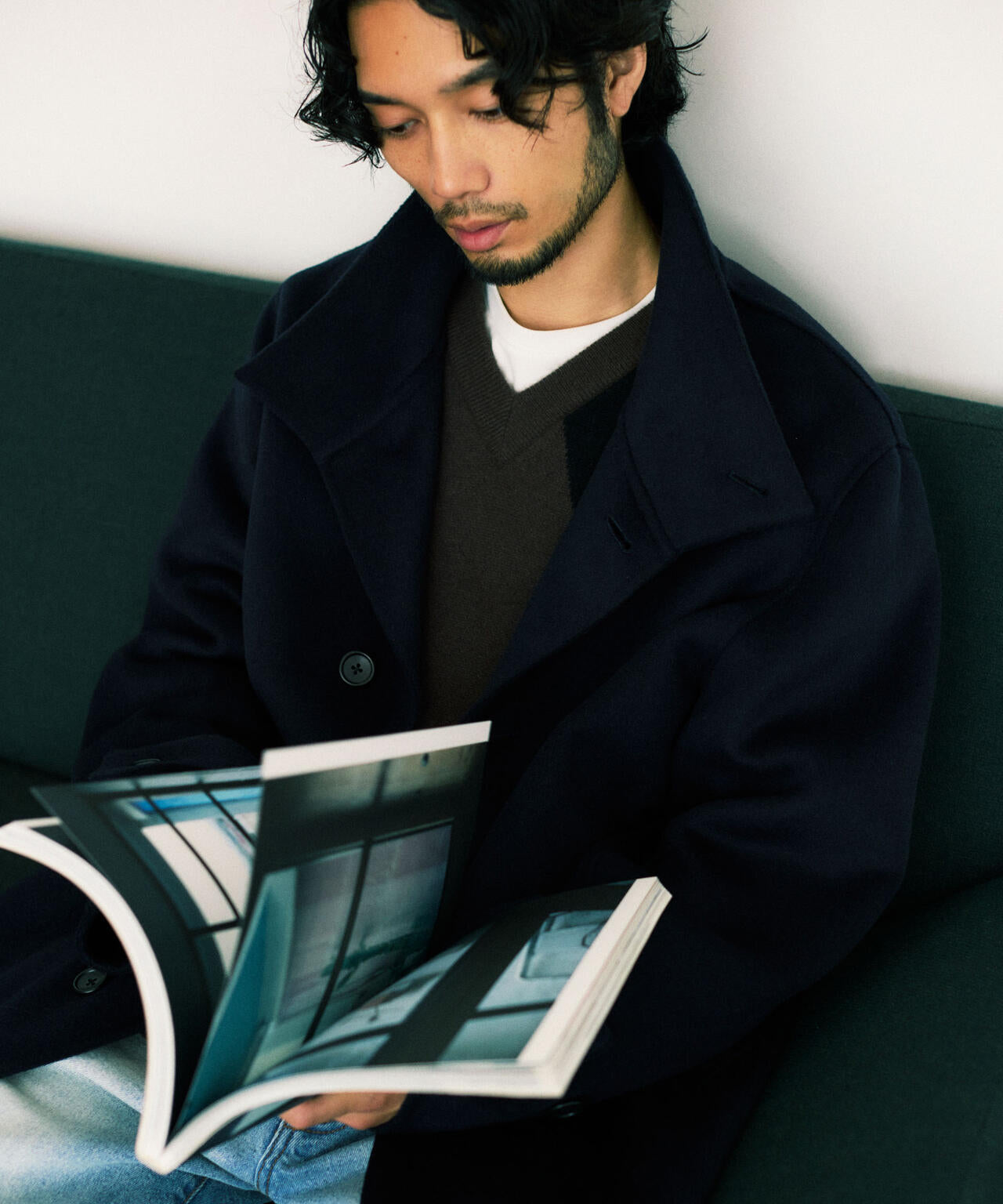 ウールリバースタンドベルテッドコート