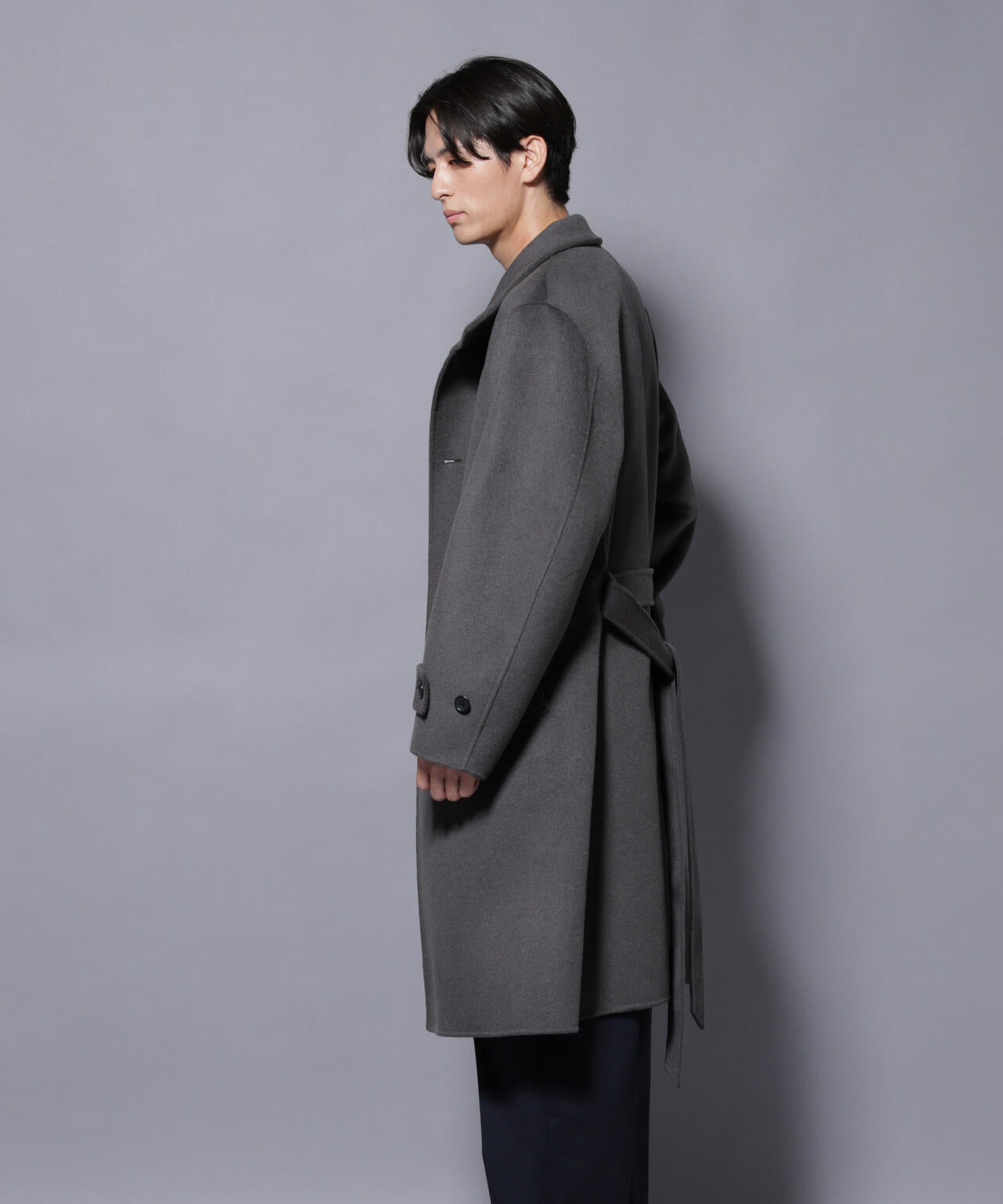 ウールリバースタンドベルテッドコート
