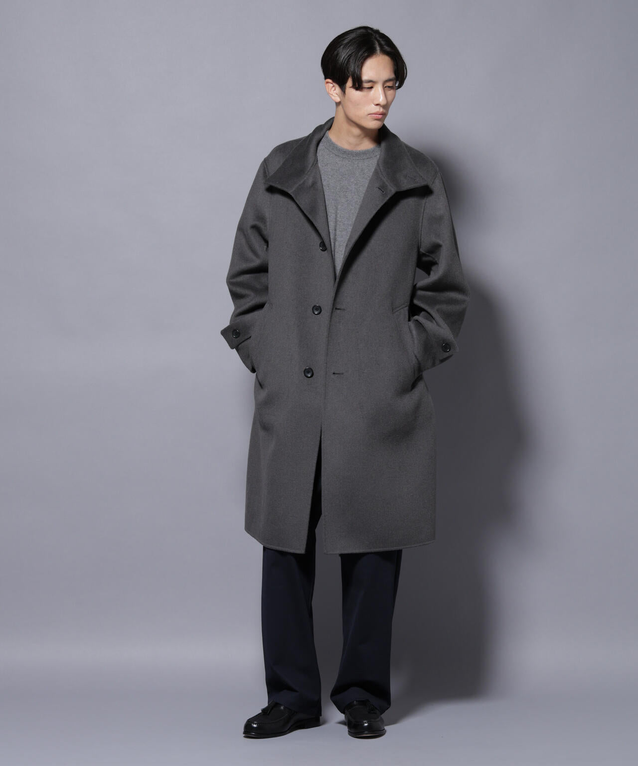 ウールリバースタンドベルテッドコート