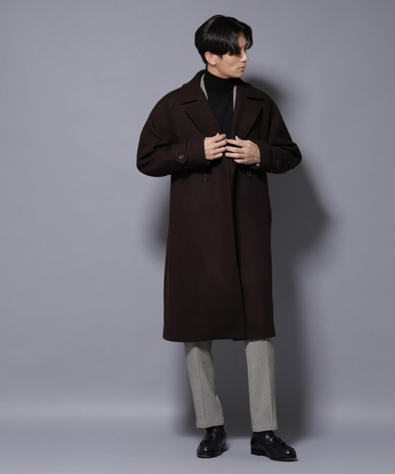 ダブルウールコート ウールカシミヤメルトンダブルコート