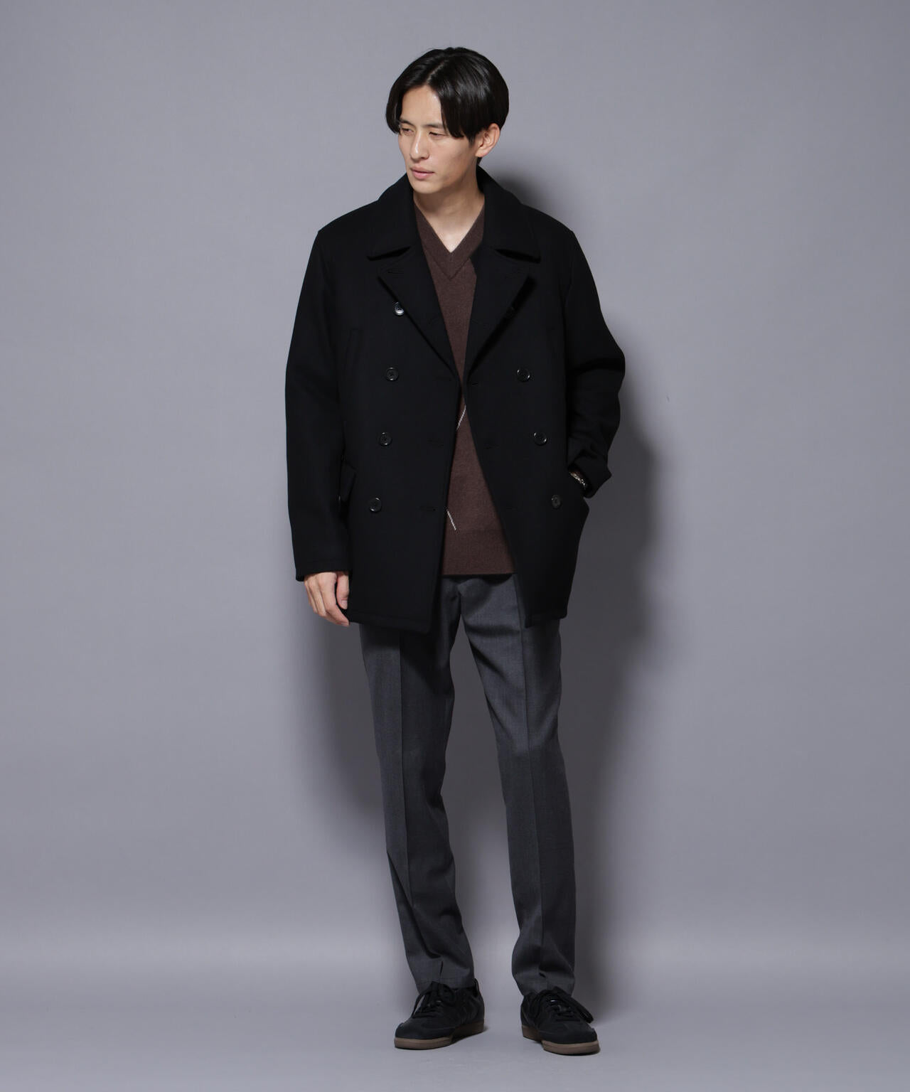 ウールカシミヤメルトンPコート