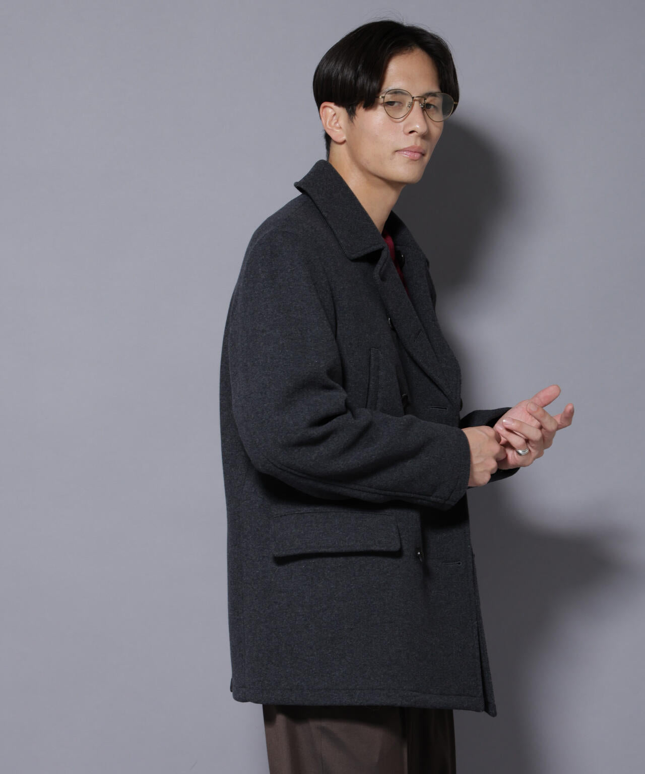 ウールカシミヤメルトンPコート