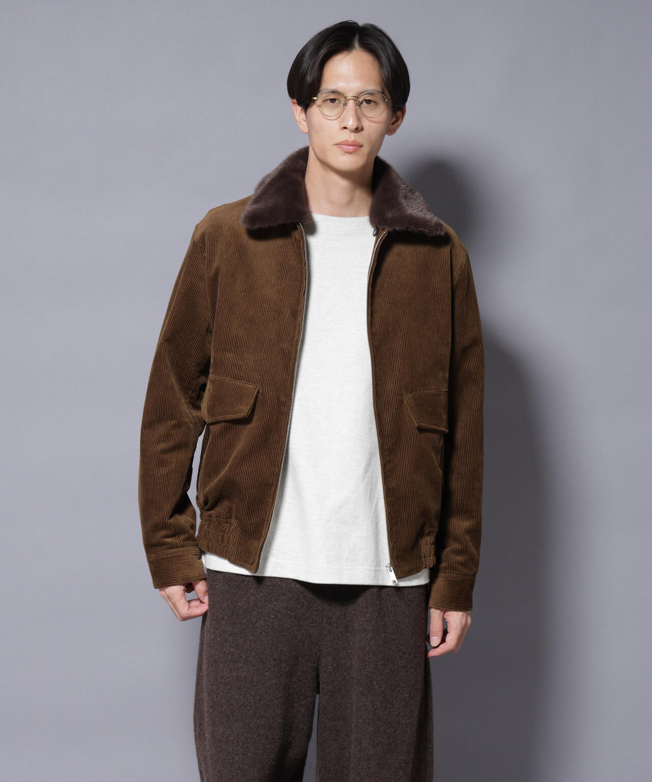 アタッチドカラー コットンコーデュロイブルゾン