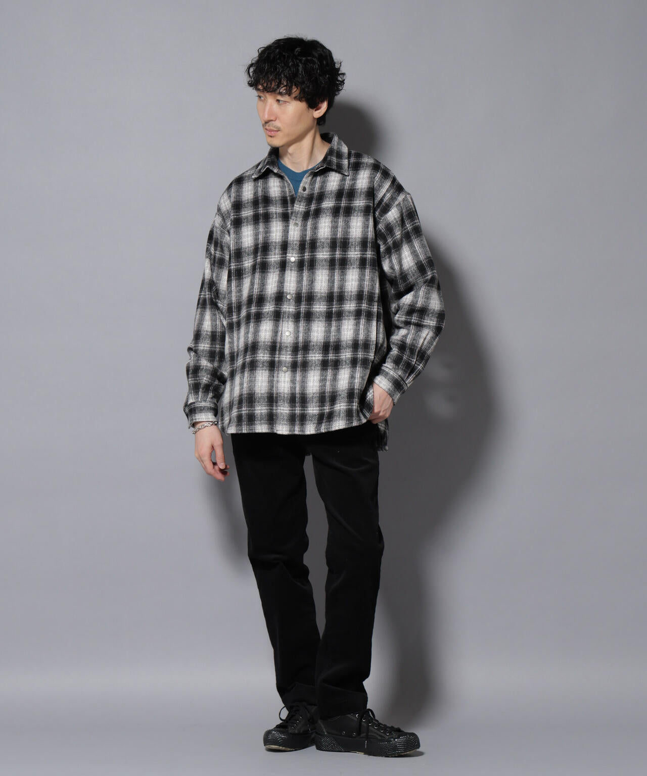 シャギーオンブレーチェックジャケット | NANO universe（ナノ