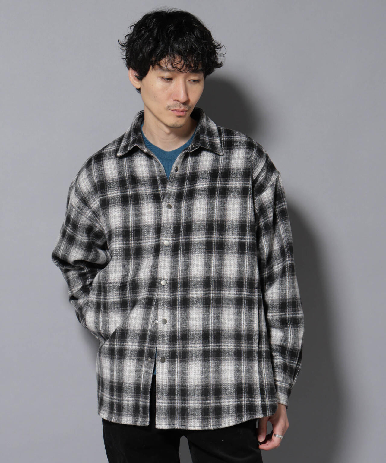 シャギーオンブレーチェックジャケット | NANO universe（ナノ