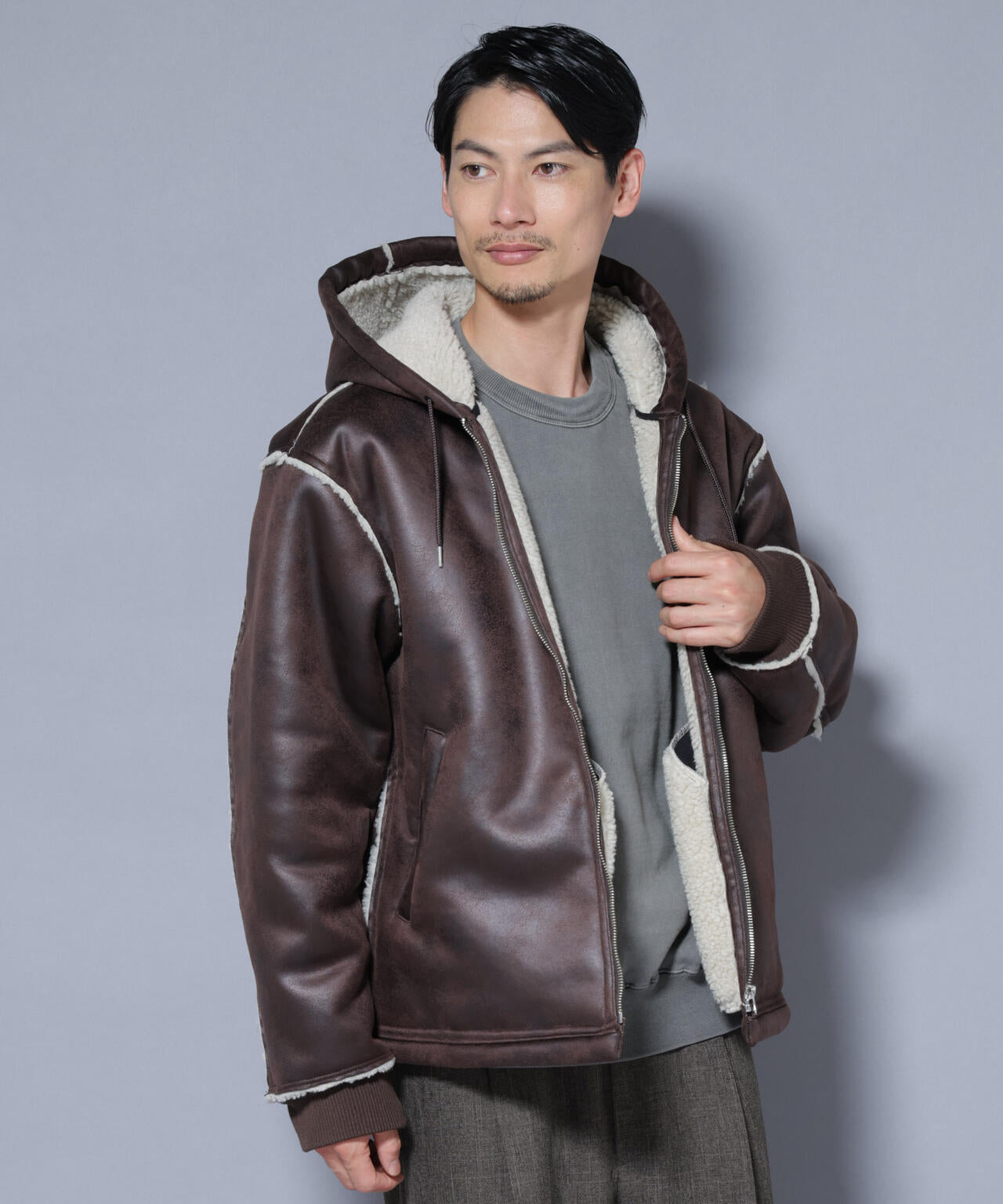 クラックフェイクムートンフードブルゾン | NANO universe（ナノ