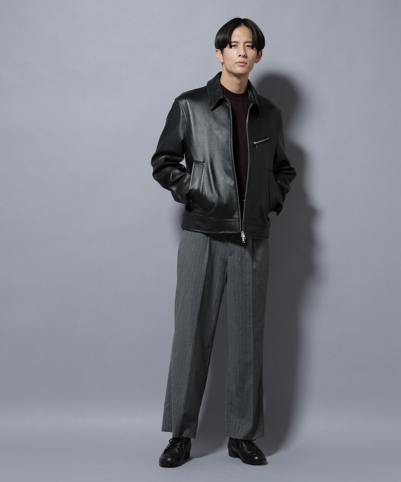 【美品】ナノユニバース　ハイブリッドデザイン　オイルドラムレザージャケット ラムナッパレザーライダースジャケット | NANO universe（ナノ