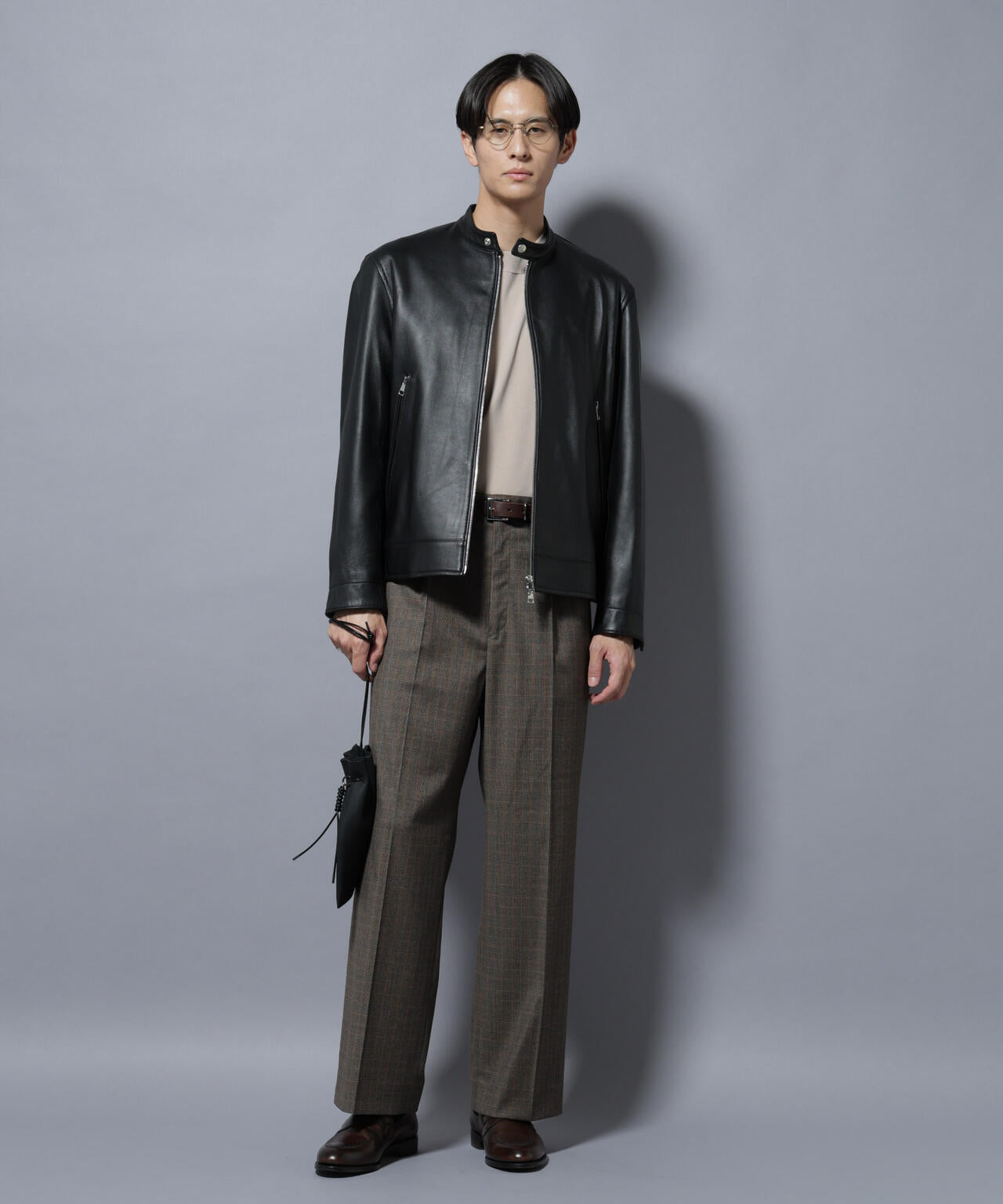 ラムナッパレザーバンドカラーライダースジャケット | NANO universe