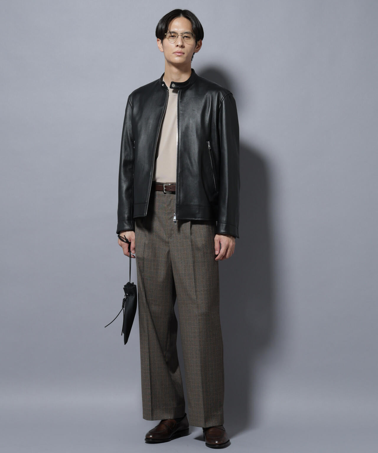 ラムナッパレザーバンドカラーライダースジャケット | NANO universe