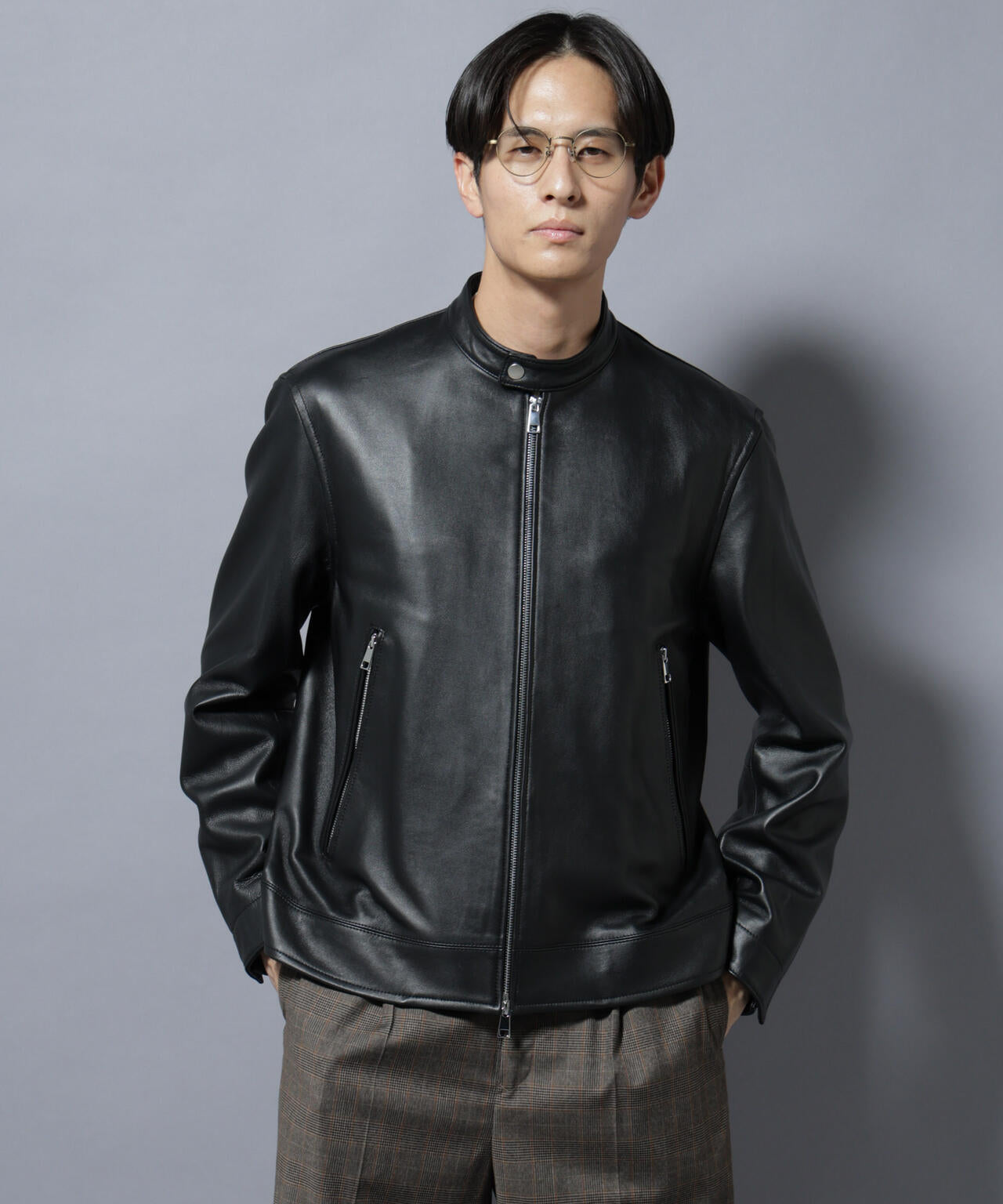 ラムナッパレザーバンドカラーライダースジャケット | NANO universe