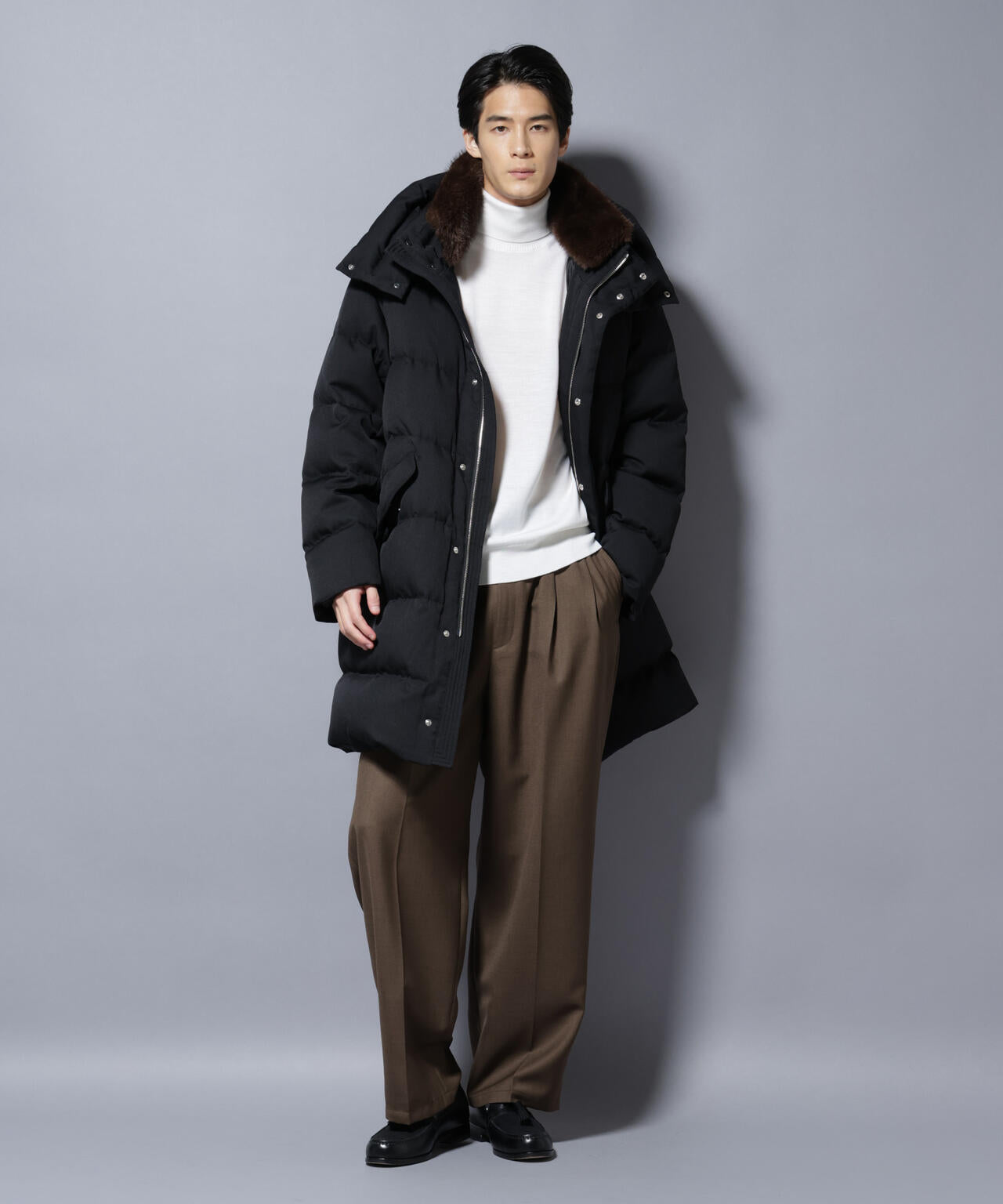 西川ダウン(R)」フェイクファーカラーサージロングダウン | NANO