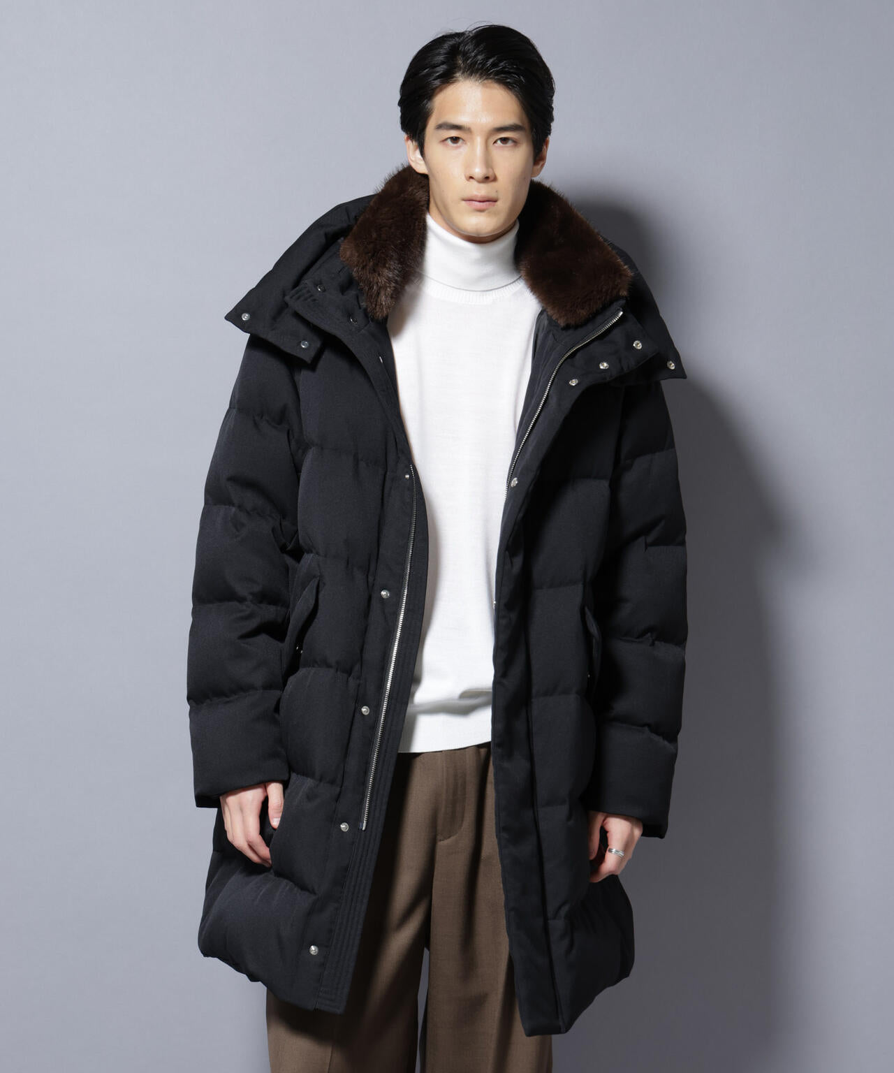 西川ダウン(R)」フェイクファーカラーサージロングダウン | NANO